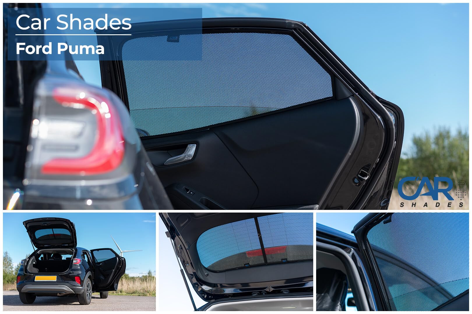 CAR SHADES zestaw kompatybilny z Ford Puma 2019- (6 sztuk) - osłony przeciwsłoneczne dopasowane do samochodów