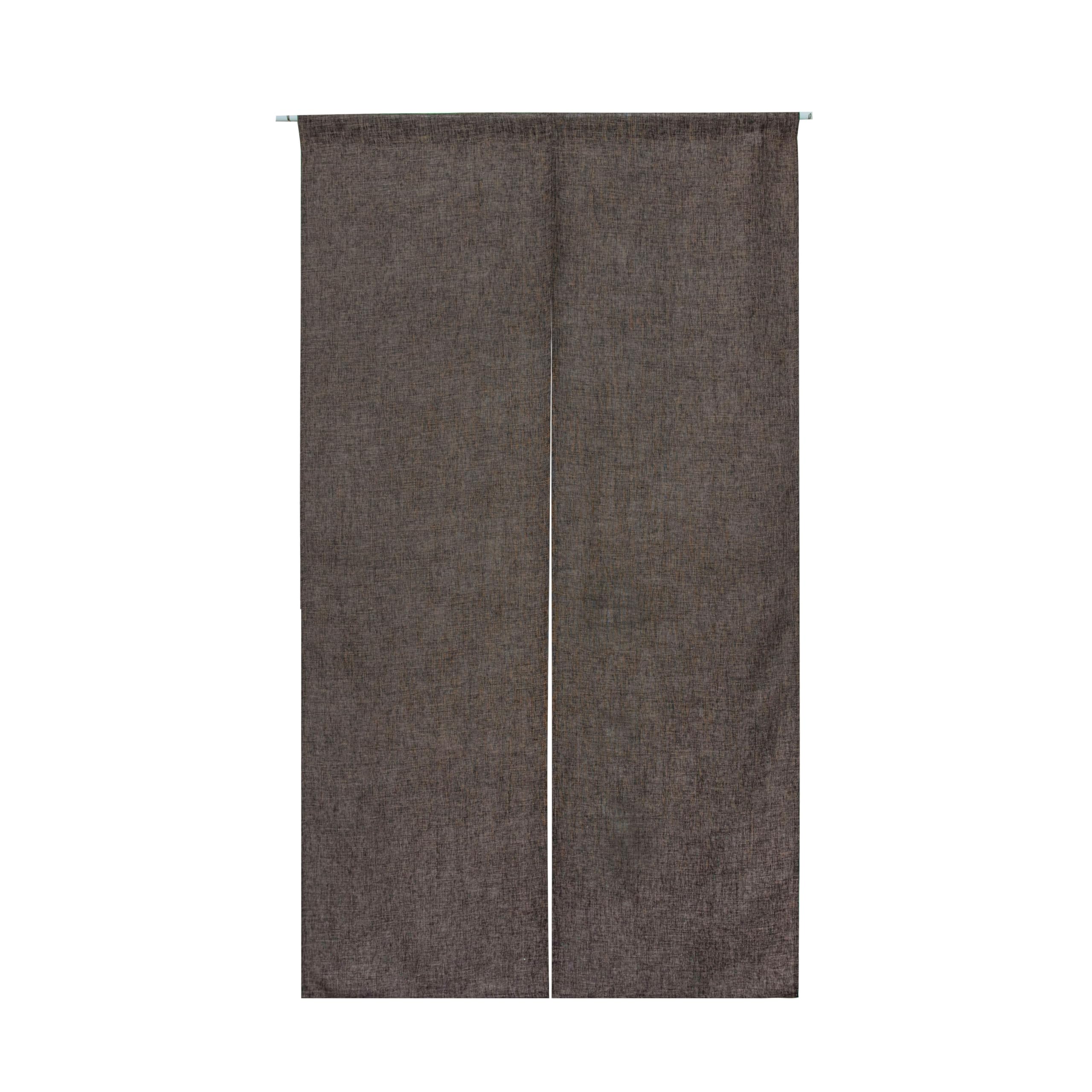 Linen Style Noren Door Curtain Dark Brown Solid 33.5 x 66.9in Polyester