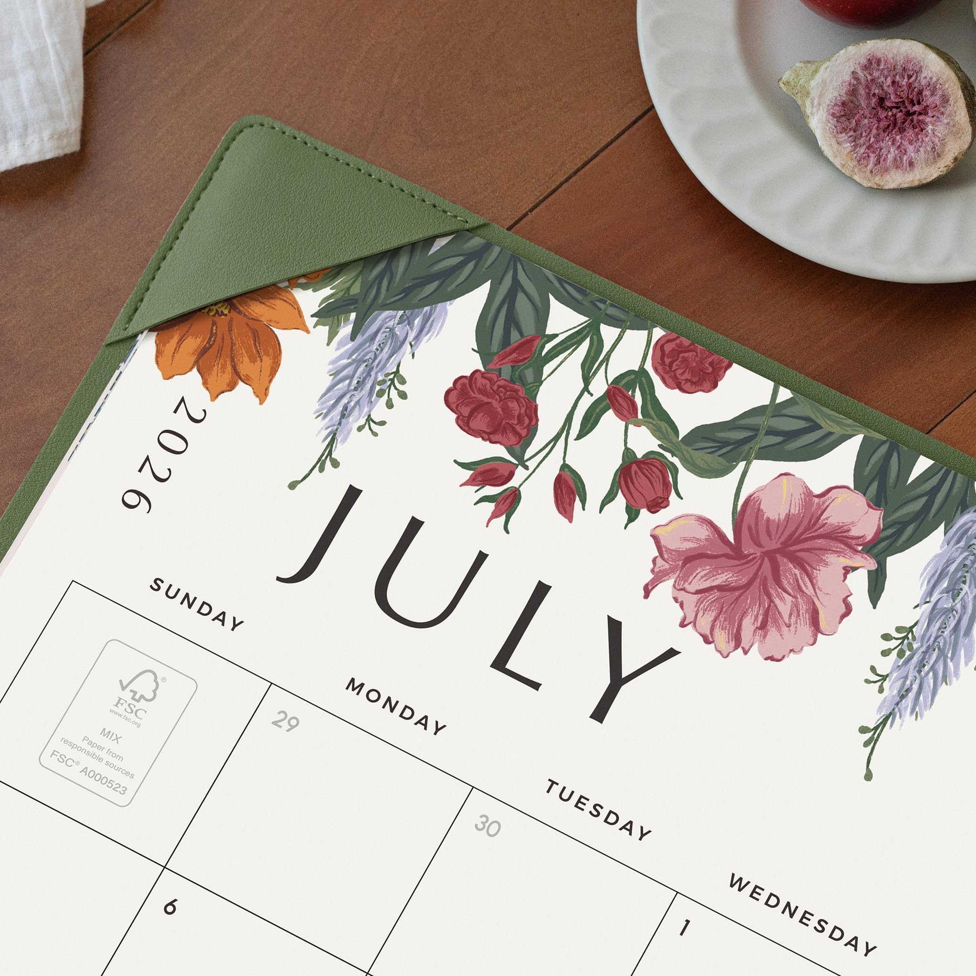 Cabbrix Calendrier de bureau 2026 avec sous-main - 55,9 x 43,2 cm - De juillet 2026 à décembre 2027 - Motif floral - Pour la maison, l'école et le bureau (vert)