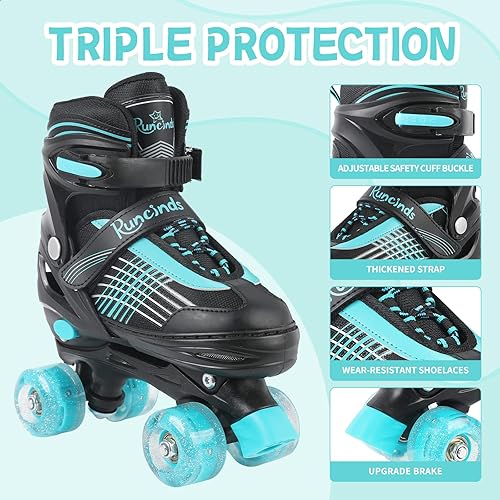 Miniatura 8 de Patines de ruedas para niñas y niños, 4 tamaños ajustables con ruedas iluminadas