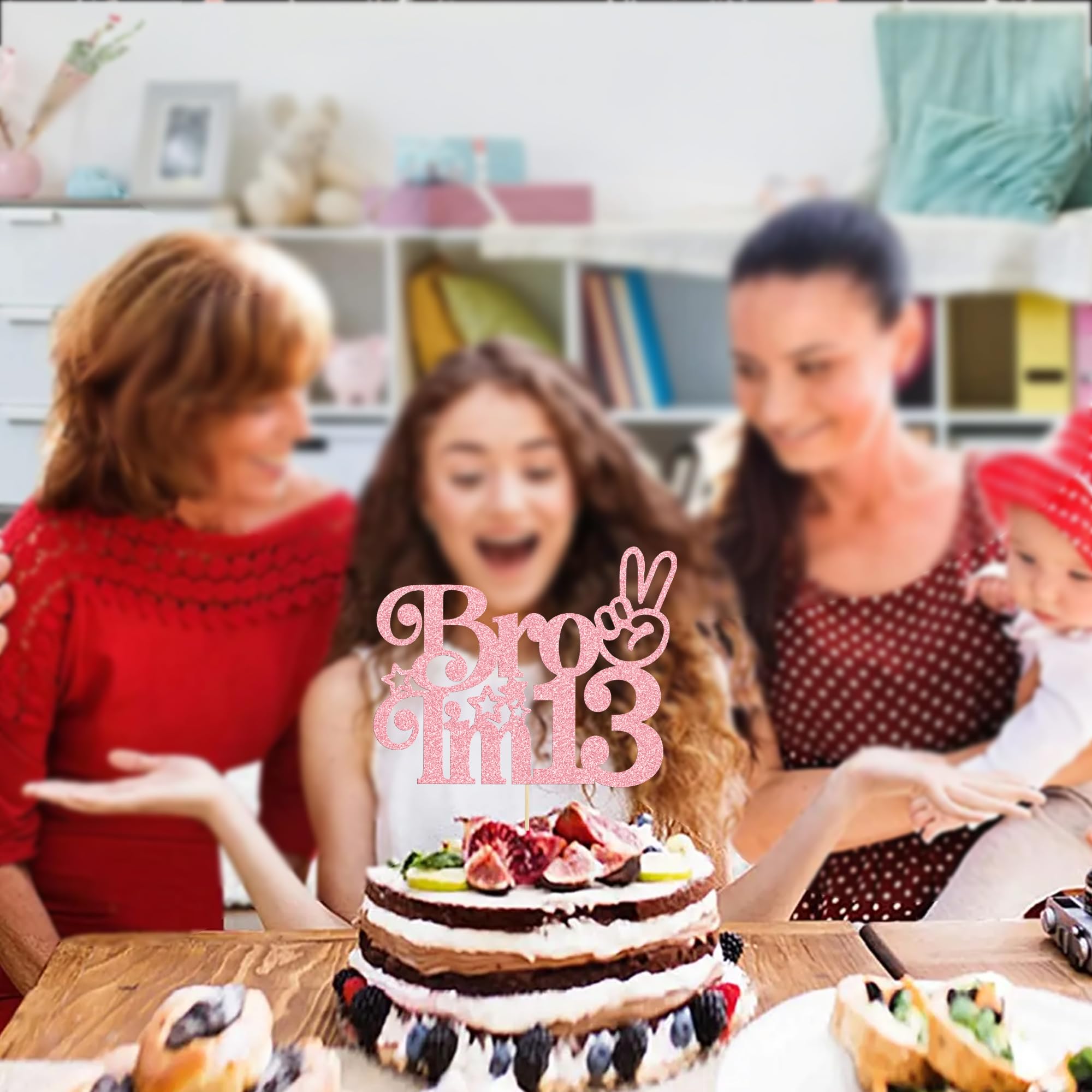 Ephlyn Tortenaufsatz 13. Geburtstag – Gold „Bro I’m 13“ Teenager Deko, Nicht Essbar