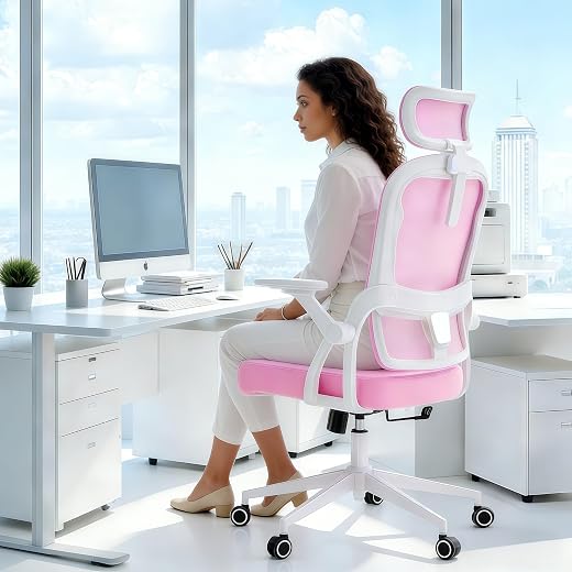 LaoJawBow Ergonomic Office Chair - 500LB Comfy Desk Chairs with Headrest and Lumbar Back Support, Heavy Duty Mesh Computer...