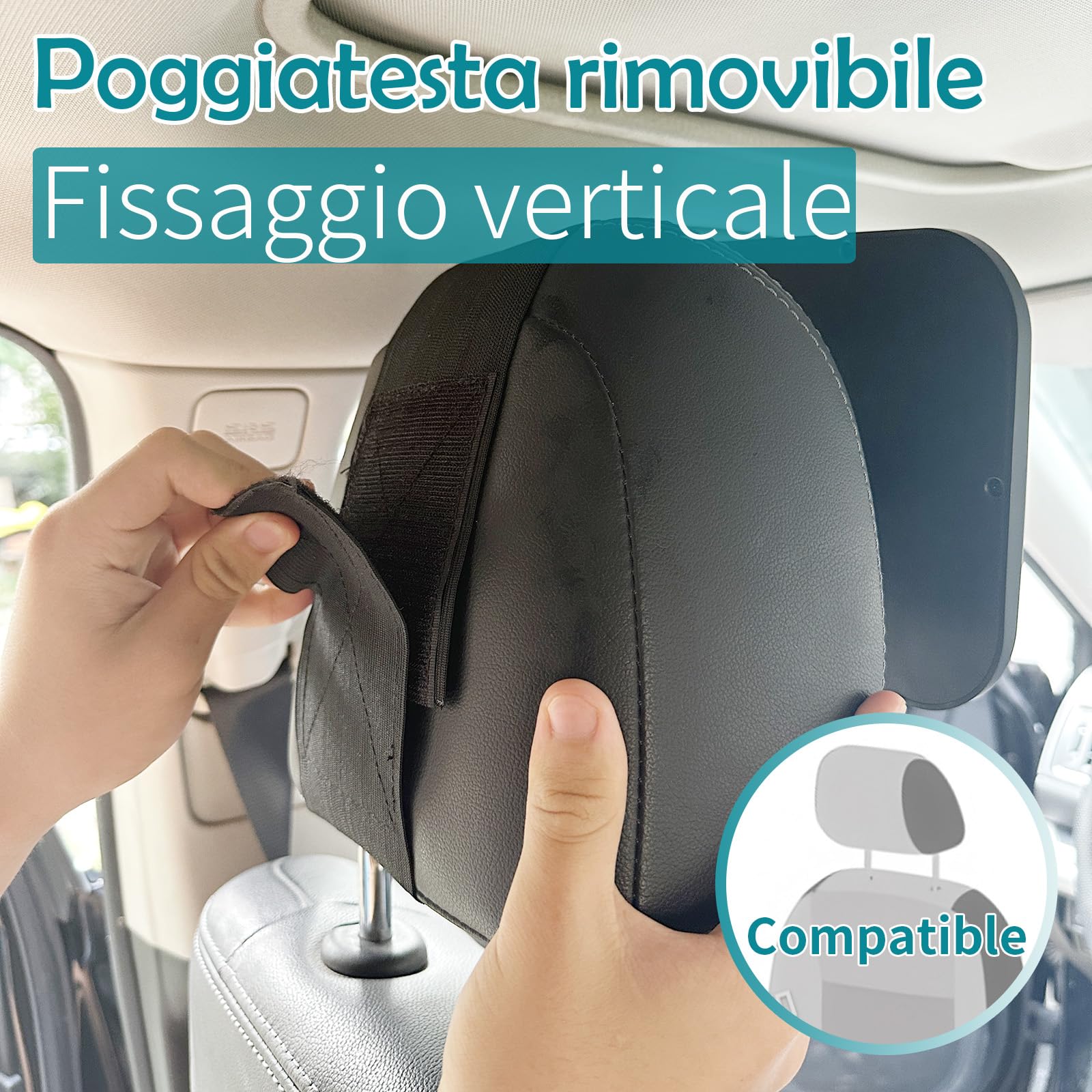 Funbliss Specchio Auto Neonato Sedile Posteriore - Specchietto Retrovisore Bambini per Auto Con Testiera Fissa, 360° Rotazione,Compatibile Con Tesla E Altre Vetture