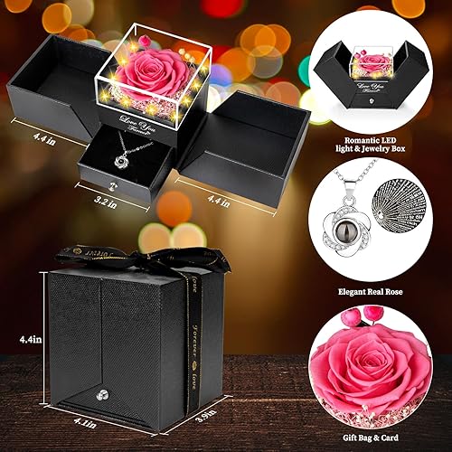 Miniatura 2 de Rosa real preservada, flores eternas, regalos de rosas para mamá, abuela, esposa, novia en el día de la madre, cumpleaños, San Valentín, Navidad,