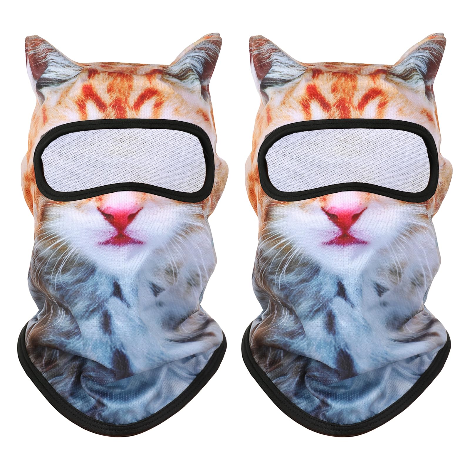 3D Cat Ski Mask Balaclava Face Mask with Ears 2 Pack Windproof Full Face Cover Winter Ski Masks
