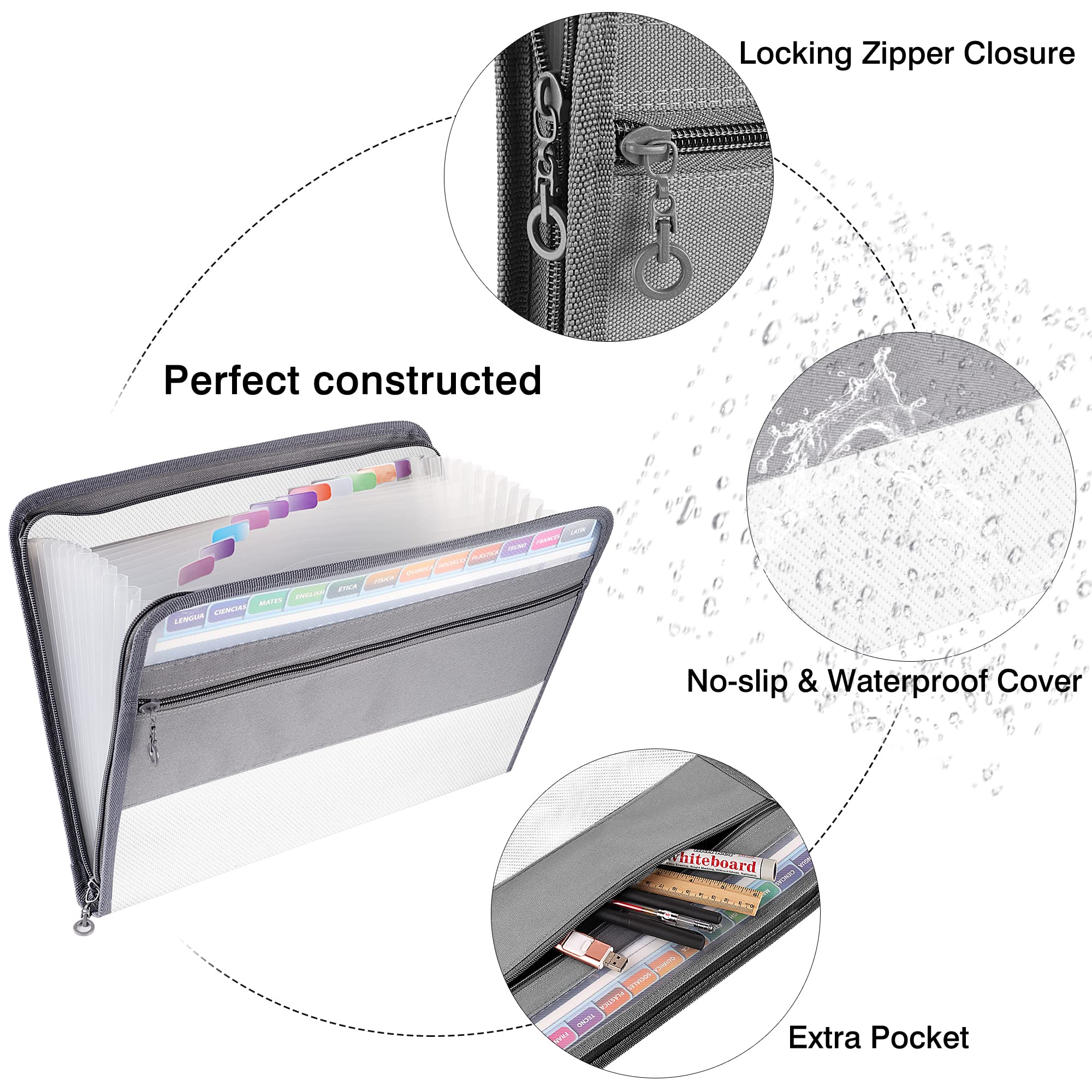 Organizer Portadocumenti Koogel A6 | 13 Tasche Con Zip, Per Ricevute E Fatture - Foto 6