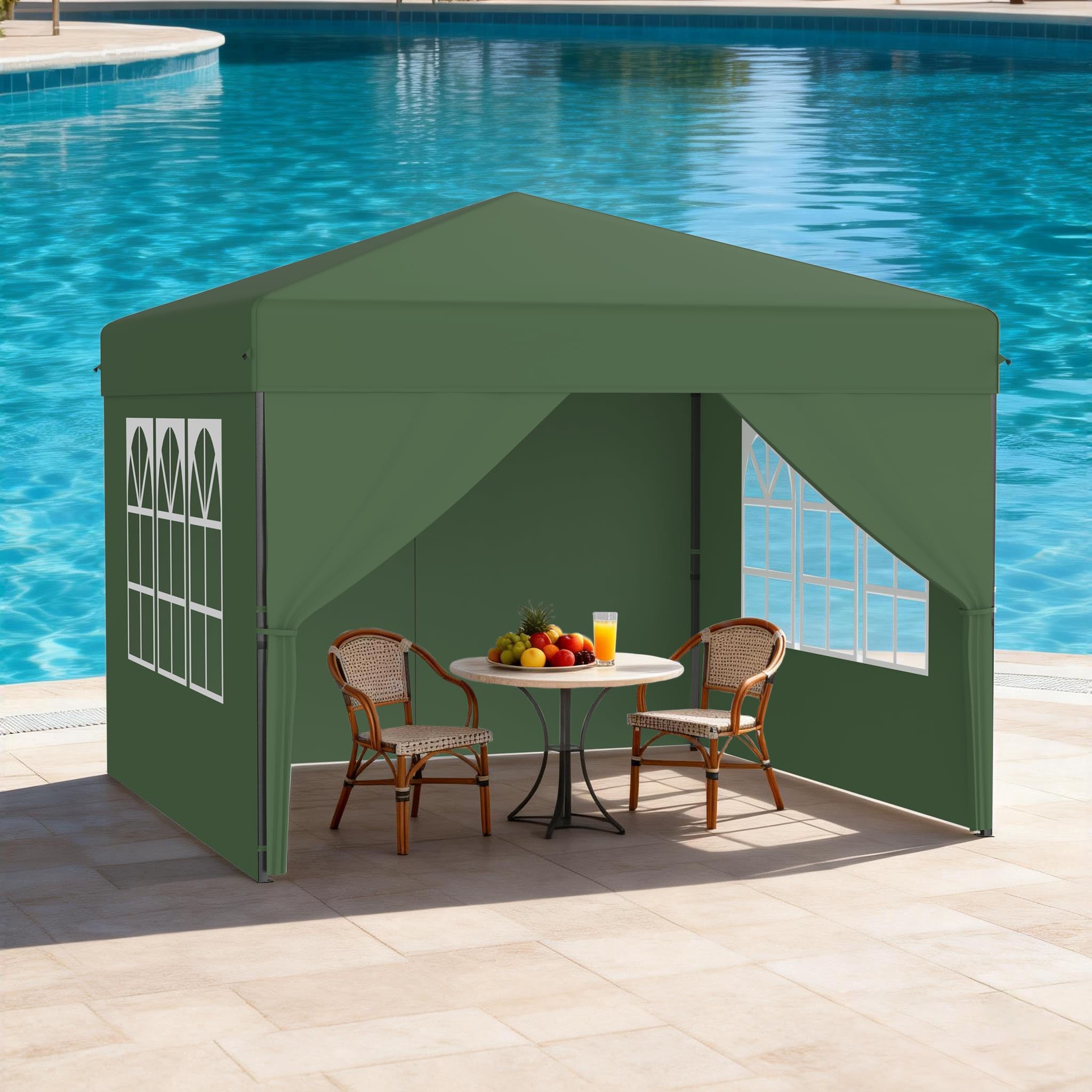 ACXIN Gazebo 2,5 x 2,5 m tenda pop-up pieghevole con 3 livelli di altezza regolabile, tenda per feste con tetto argento-Oxford, gazebo da giardino con corde picchetti e borsa per il trasporto (verde