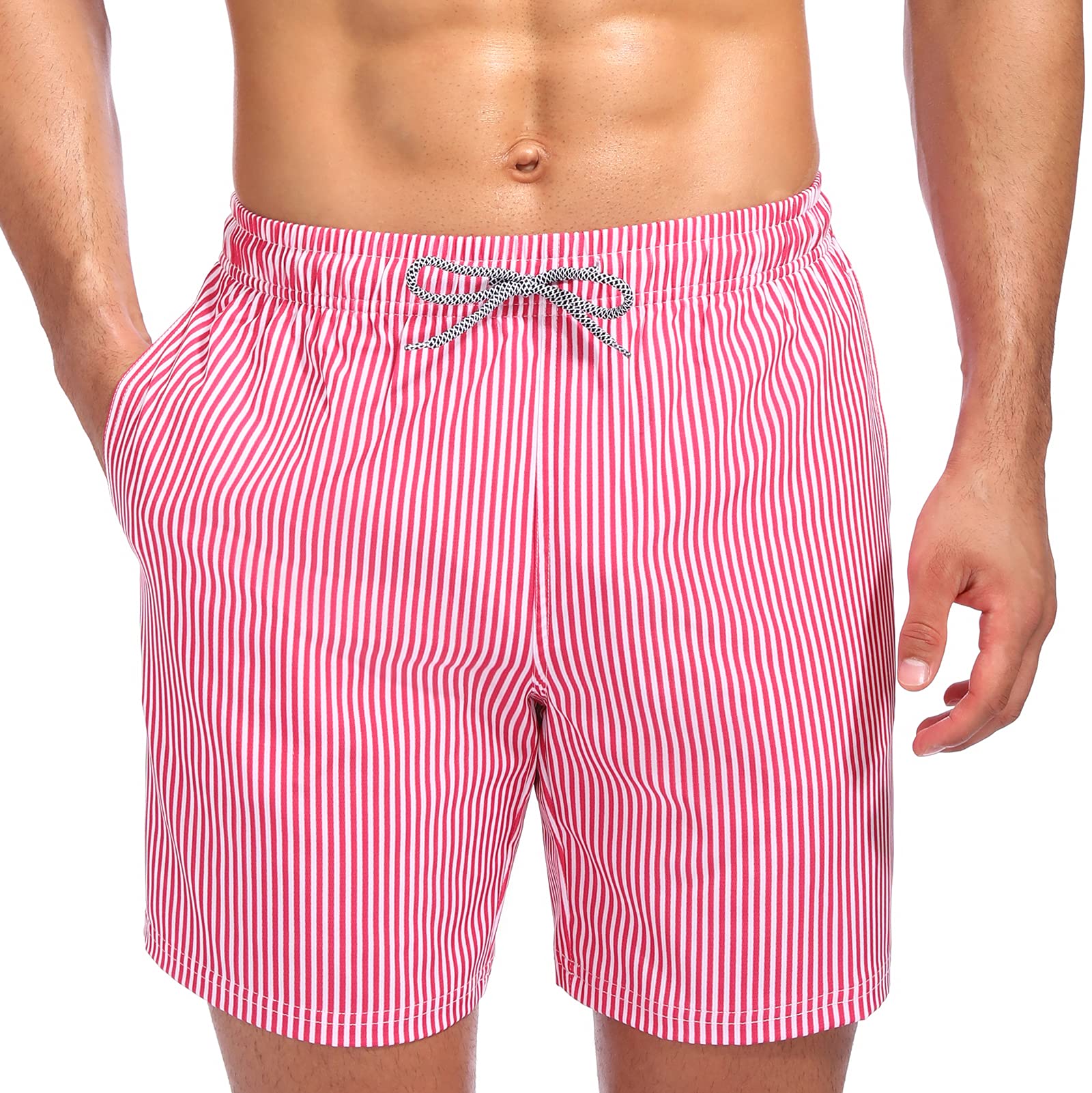 Biwisy Men's Swim Shorts Quick Dry Athletic Mesh Lining Swimwear Bathing Suits with Pockets