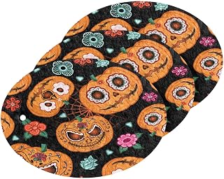 Halloween Pumpkin Flowers Kitchen Sponges Skull Floral Spider Web Cleaning Dish Sponges Non-Scratch Scrubber Sponge for Kitchen Bathroom Cars, pack of 3