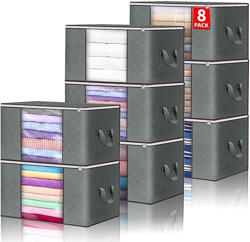 Budding Joy Almacenamiento de ropa, bolsas de almacenamiento grandes plegables, almacenamiento y organización para ropa, manta, edredón, ropa,
