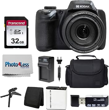 Kodak PIXPRO AZ528 16 MP Full HD Video Digital Camera Black with 52x Optical Zoom Bundle with Accessories Including Protective Camera Case, Battery & Charger, 32GB SD Card, Tripod and More