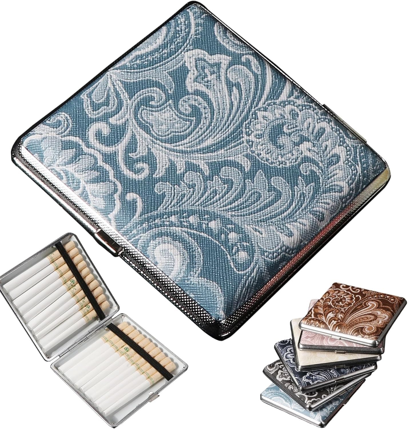 squishy Cigarette Case, Cigarette Box, Light Blue Pattern Design for Travel and Daily Use-picture-44