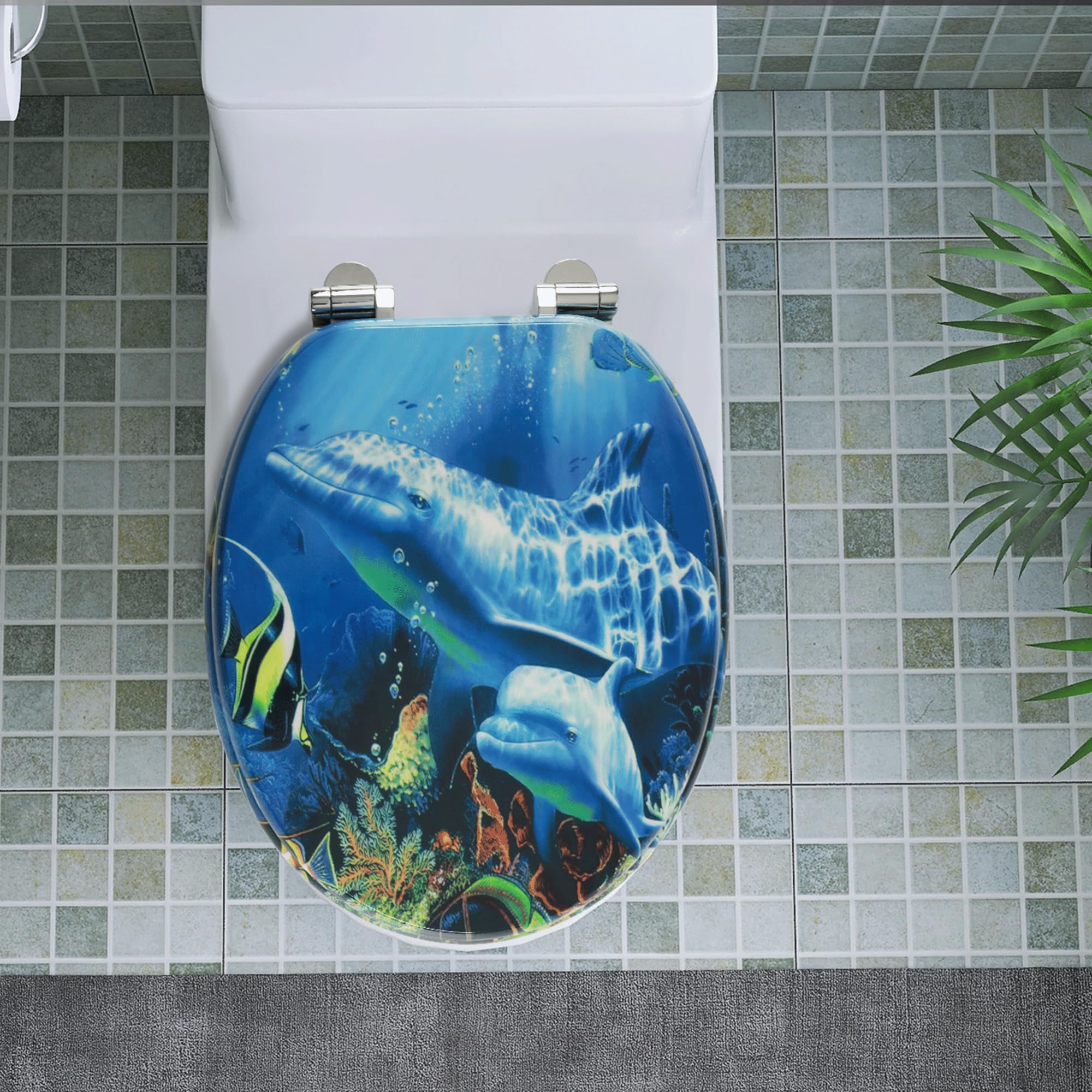 SINOBATH,Sedile WC - Copriwater Universale di alta qualità in legno, tanti motivi colorati, seduta comoda, facile da montare con istruzioni di montaggio