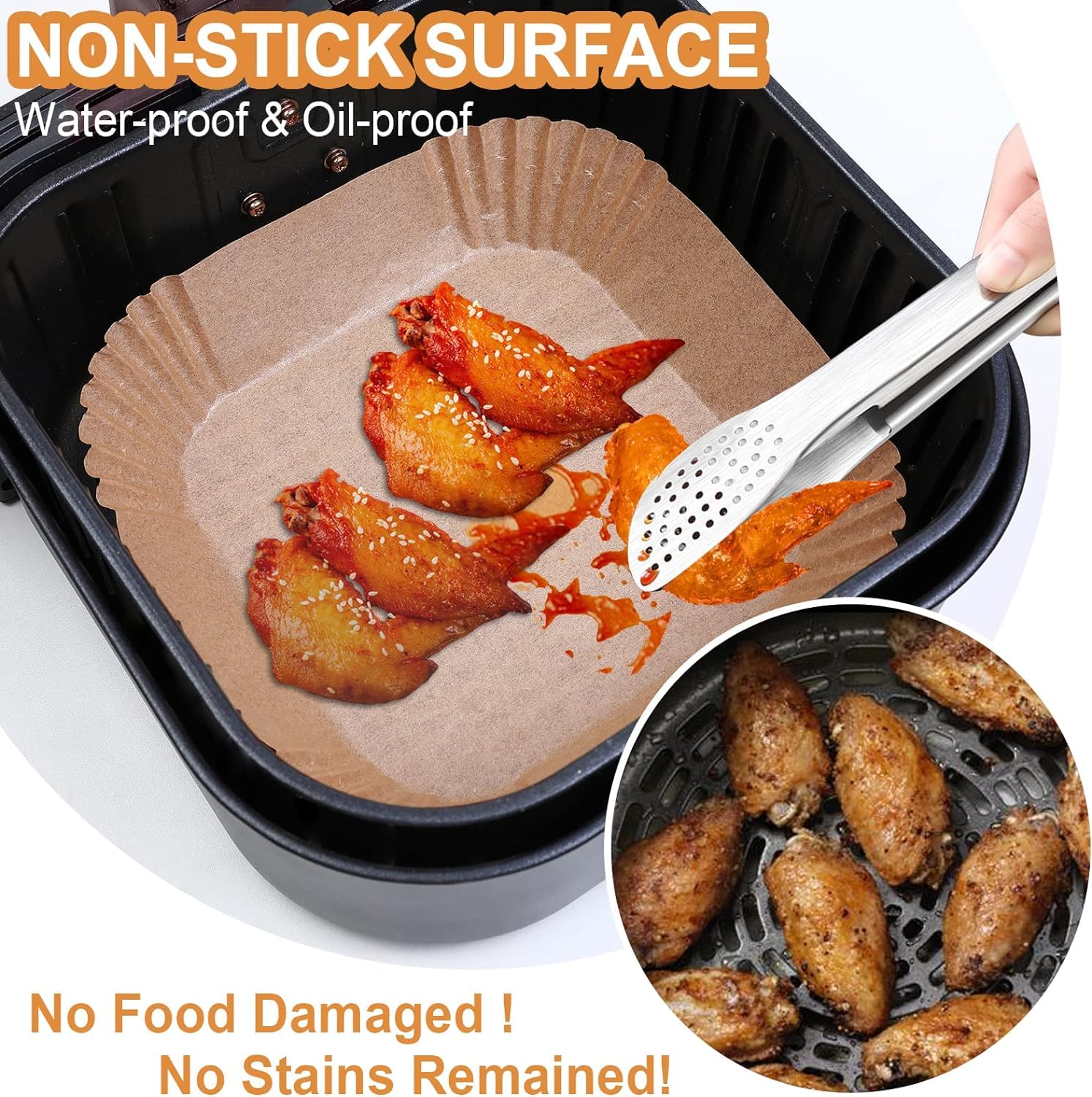 Carta Pergamena per Friggitrice ad Aria 23 cm 100 Pezzi AiQInu Antiaderente Food-Grade