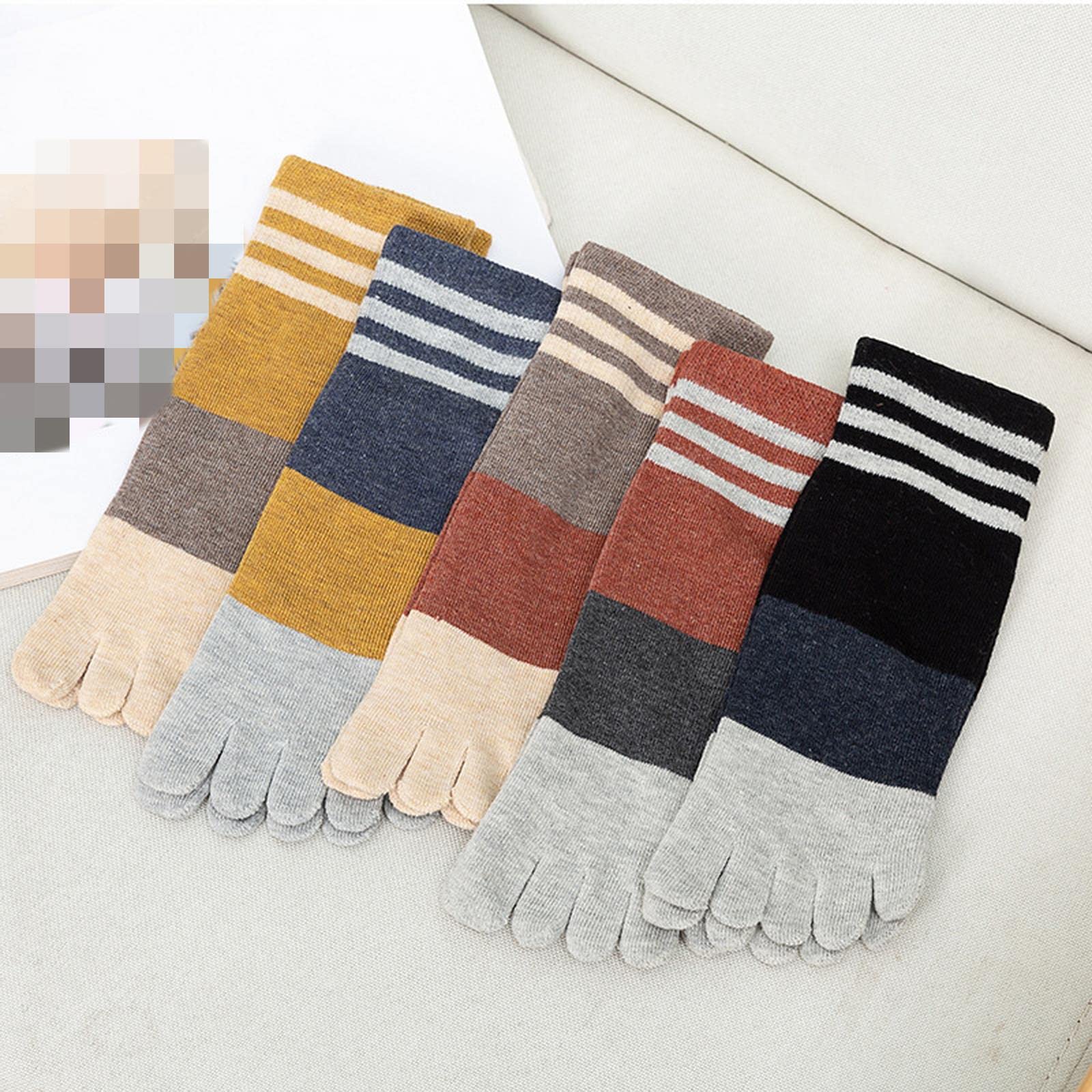 MOGSA Calcetines para mujer, 5 unidades, de algodón, con cinco dedos, transpirables, suaves, cortos
