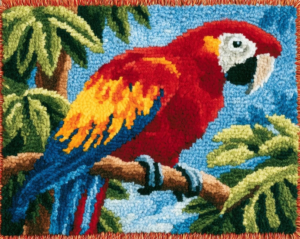 FWRTYCB Latch Hook Rug Kits,Parrot in the Tree