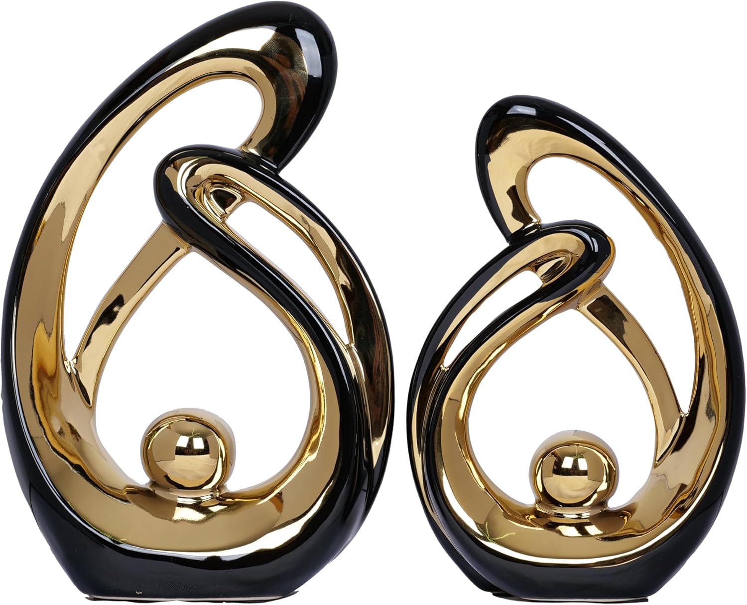 2 PCS Black Decor Accent Ceramic Statue Black and Gold Mid Century Modern Home Decor Accents Sculpture Decorations Centerpieces for Living Room Bookshelf Shelf Coffee Table Kitchen Office Dining Table