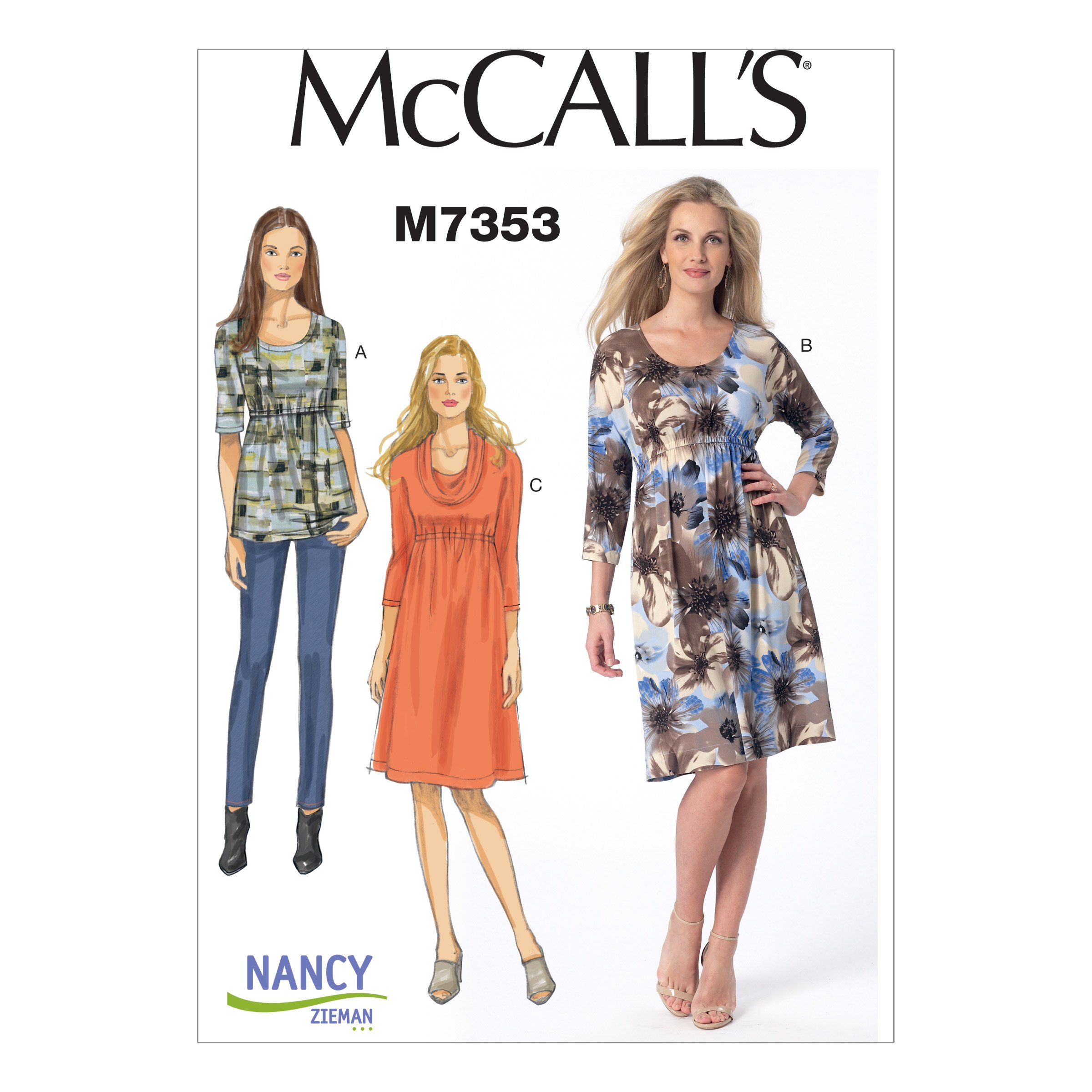 Patrons de Robes McCall's 7353 Ajustés pour Valoriser les Silhouettes en Taille 42