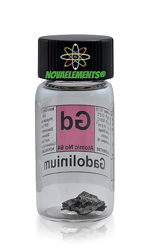 Miniatura 3 de Gadolinium Metal Element 64 Muestra Gd, puro 0.04 oz 99,99% dentro del frasco de vidrio etiquetado
