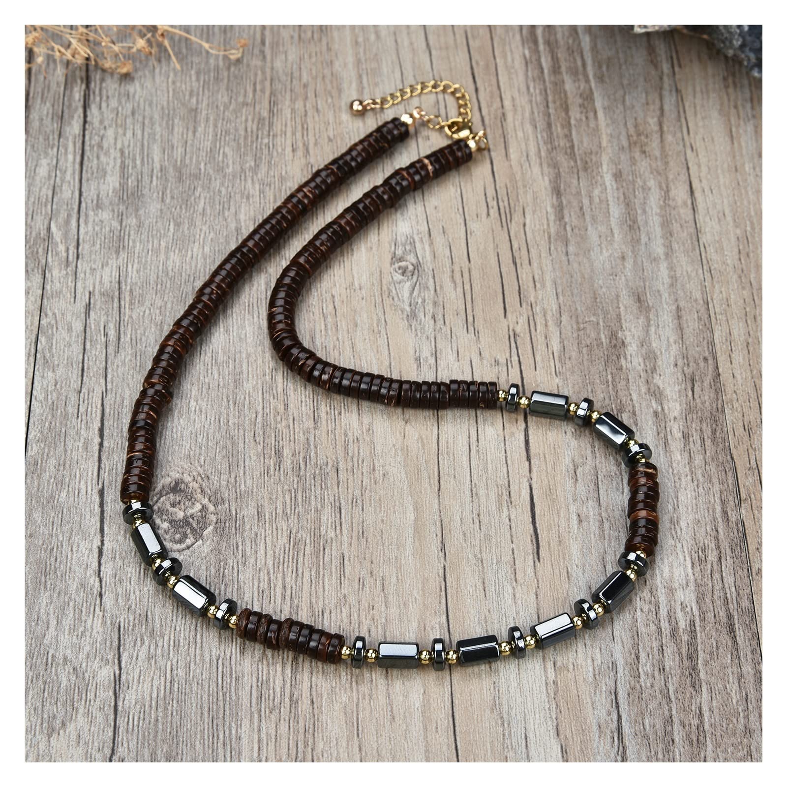 creazione di Gioielli Collana di Perline di Pietra Naturale Uomini e Donne Non mostrano Gioielli in Acciaio. (Color : 60cm, Size : 1)