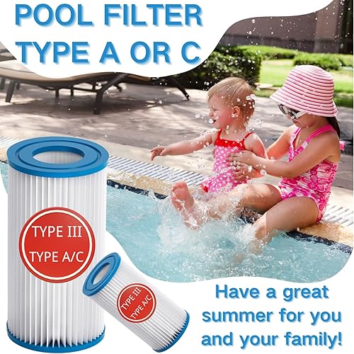 Miniatura 7 de REMAS Filtro de piscina tipo III, para filtro de piscina Intex A o C, para cartucho tipo III 58012, tipo AC para piscinas sobre el suelo, cartucho