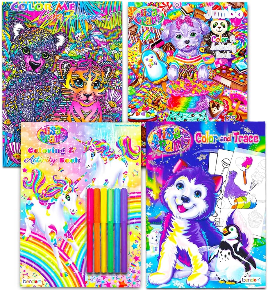 Lisa Frank Adult Colouring Book Set -- 4 Premium Lisa Frank Colouring ...
