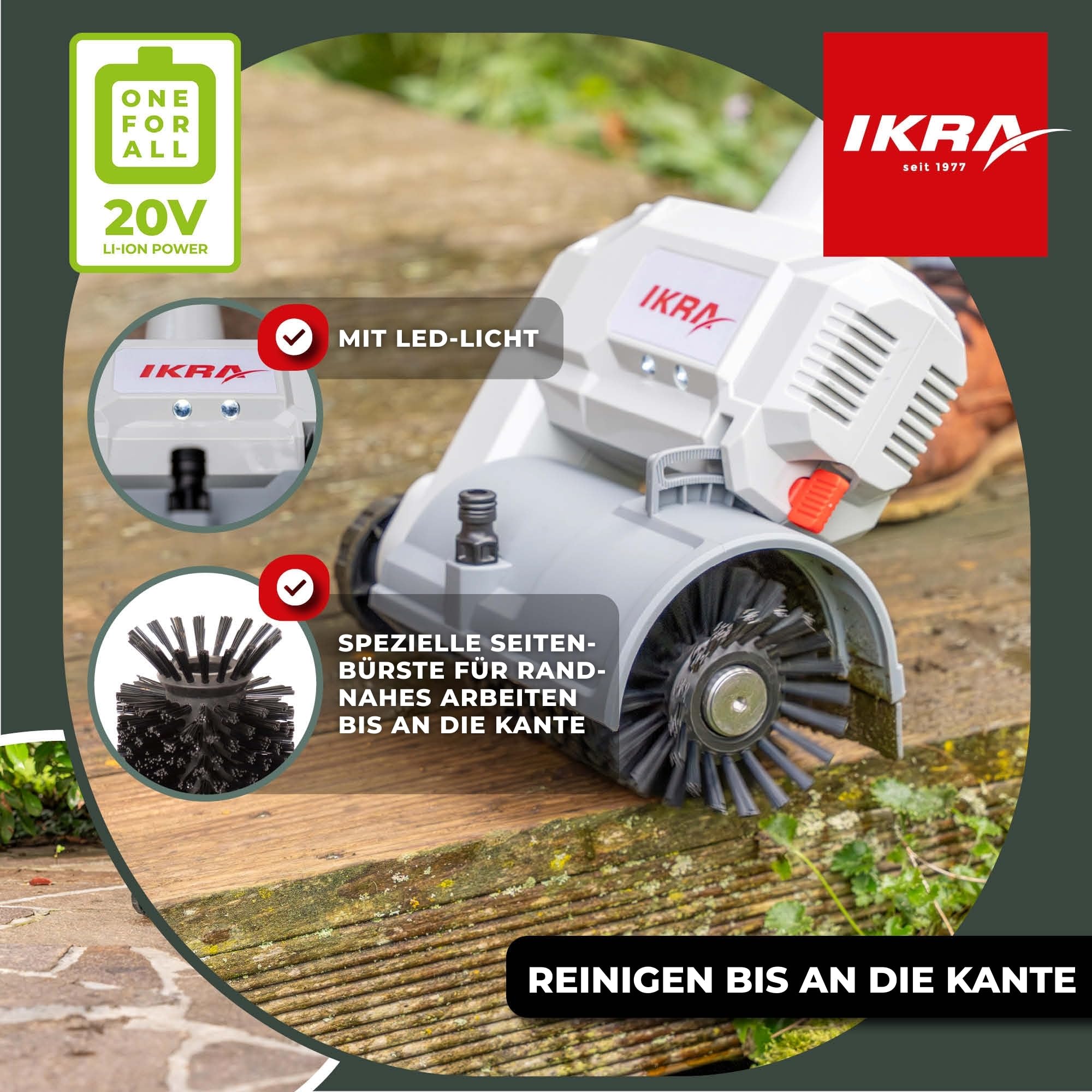IKRA Akku Oberflächenreiniger Fugenreiniger Vario Brush IATR 20