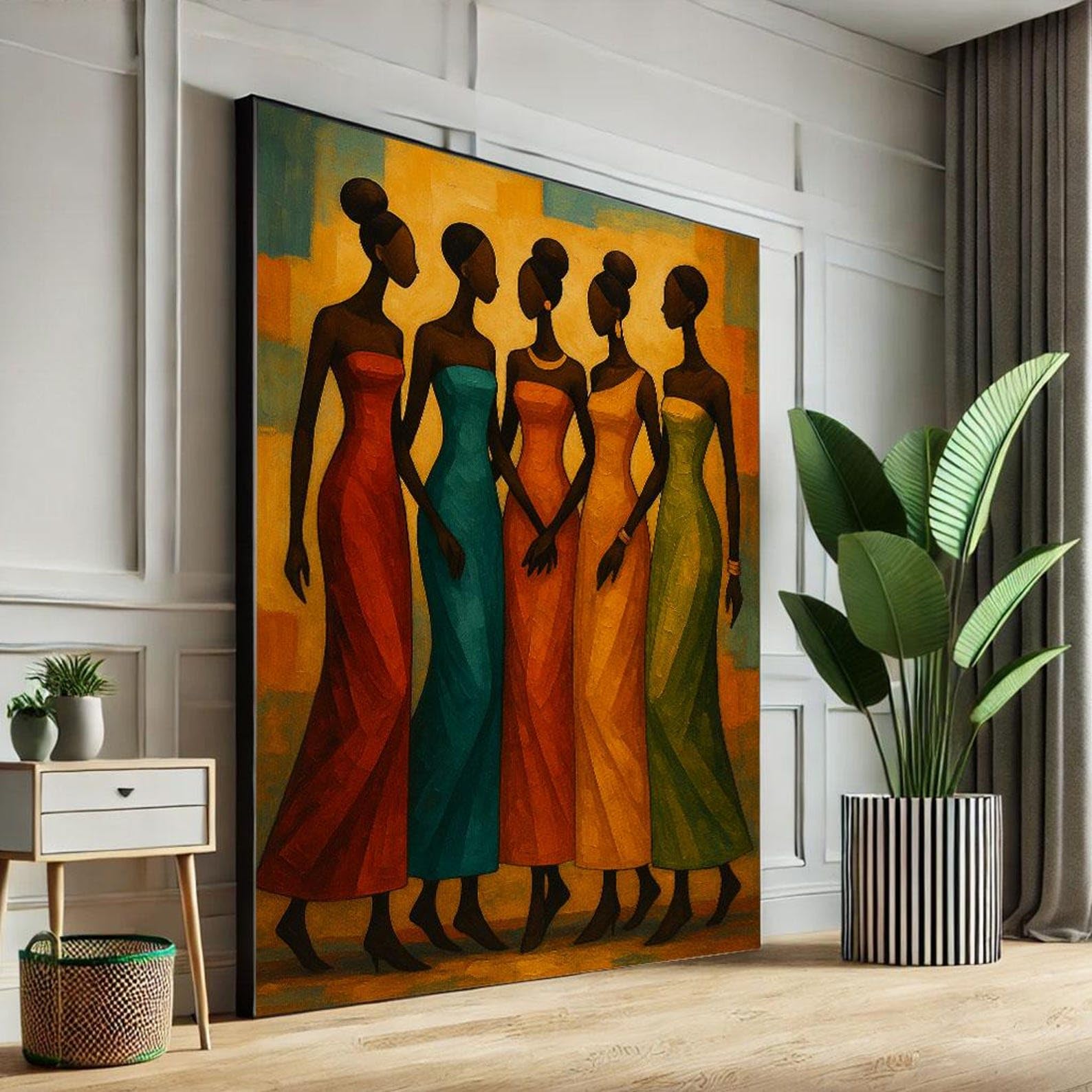 CAOXTART African Women Portrait Wall Art | Oil Painting for Living Room Decor | Canvas Print Aesthetic Artwork(70x100cm/Frameless)