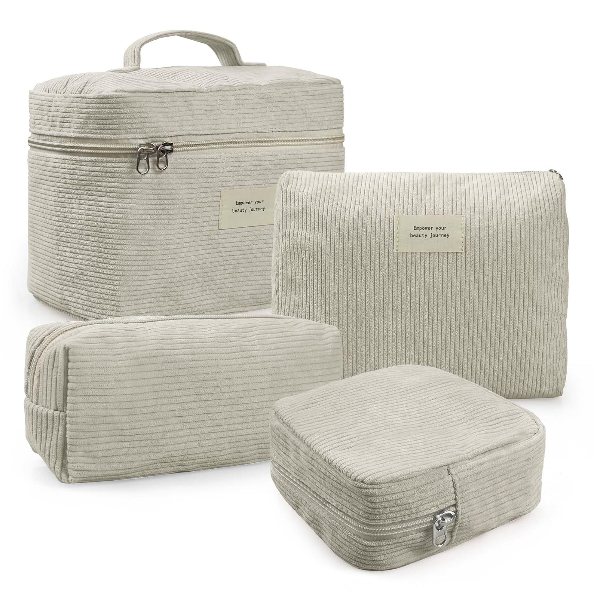 4 Pcs Corduroy Makeup Bag Set, Aesthetic Cute Bags