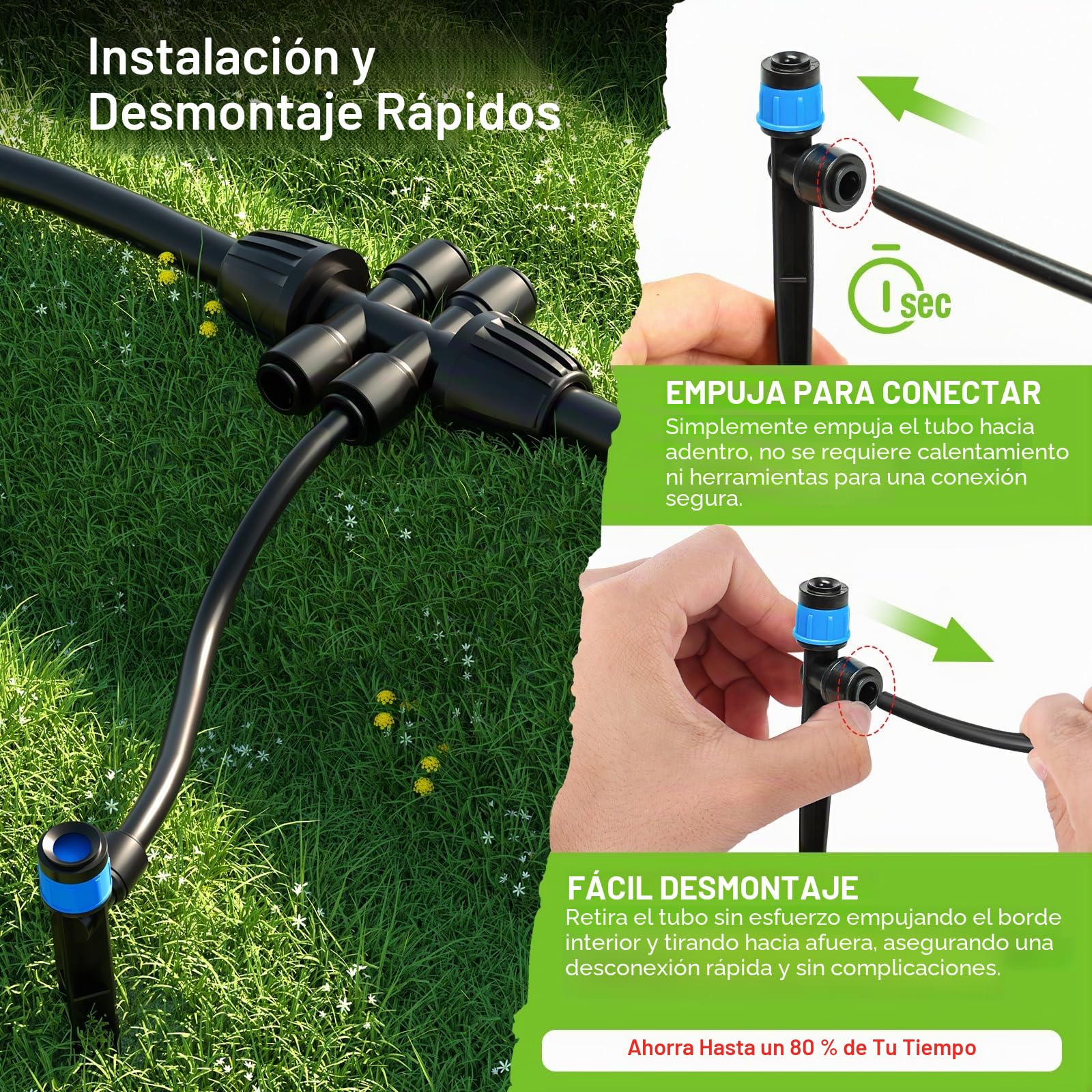 MIXC Kit de Riego de Micro Goteo de 226 Pies,Sistema de Riego Automático Para Plantas de Niebla de Patio con 1/4 y 1/2 Pulgadas de Distribución Manguera y Boquilla Regulable Emisores Aspersor.