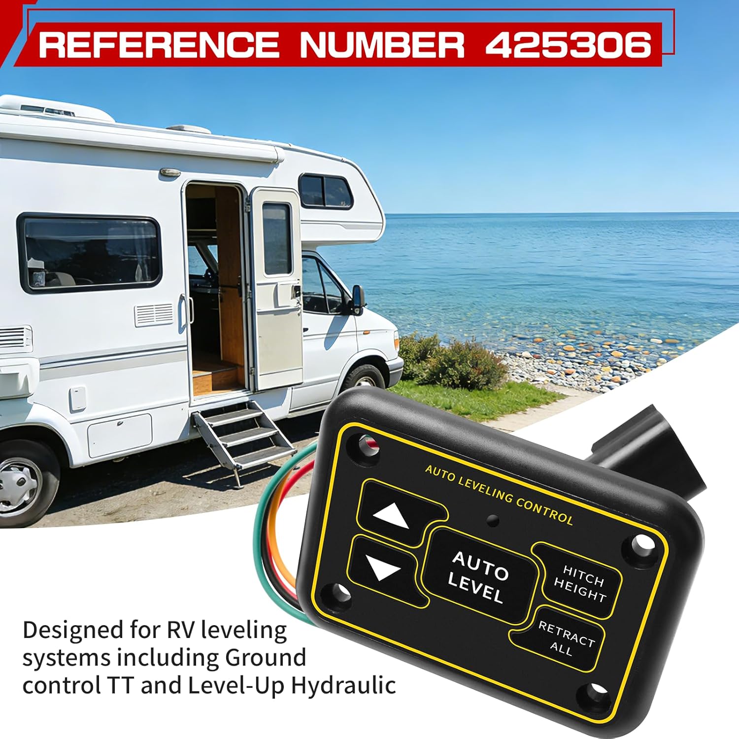 425306 Quick Level Touch Panel Assembly w/RV Auto Leveling Compatible with Lippert Ground Control & for Level-Up Hydraulic Leveling System