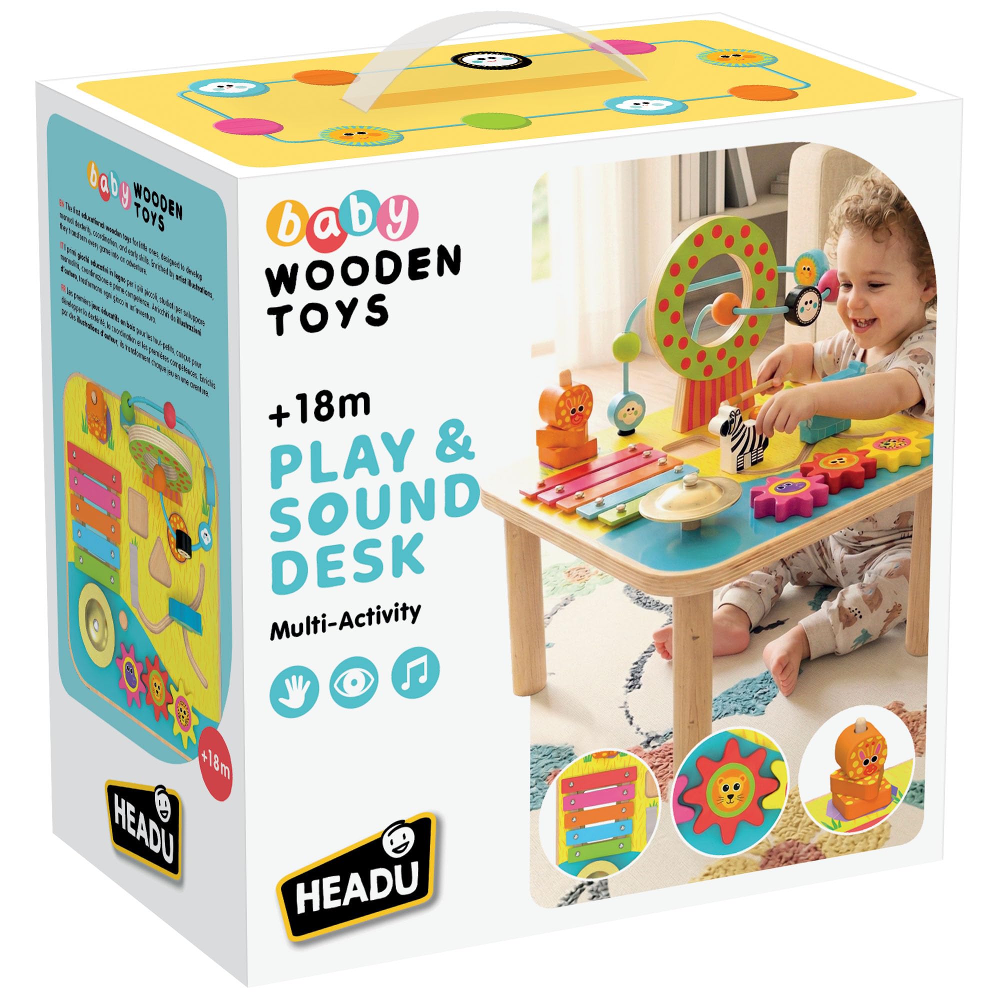 Headu - Baby Wooden Play & Sound Desk - Il Mio Primo Tavolino Multiattività