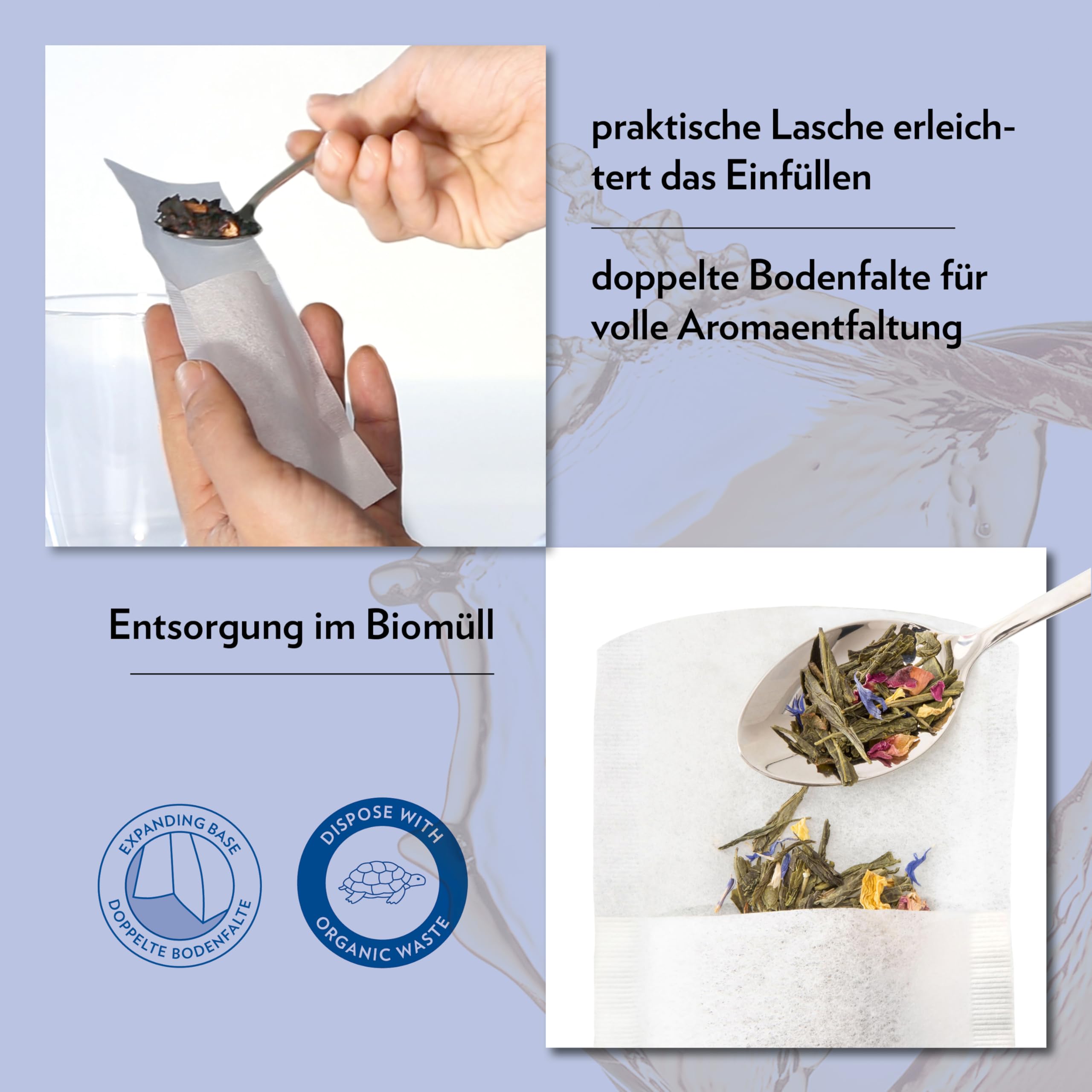 finum® 100 TEEFILTER (XS) - Papierteefilter, Große Teefilter für losen Tee, Papier-Filter, Einweg Teekannenfilter mit Einfülllasche, Biologisch abbaubar, FSC-zertifiziert, Kannen Tee-Filter (130x62mm finum® 100 TEEFILTER (XS) - Papierteefilter, Große Teefilter für losen Tee, Papier-Filter, Einweg Teekannenfilter mit Einfülllasche, Biologisch abbaubar, FSC-zertifiziert, Kannen Tee-Filter (130x62mm