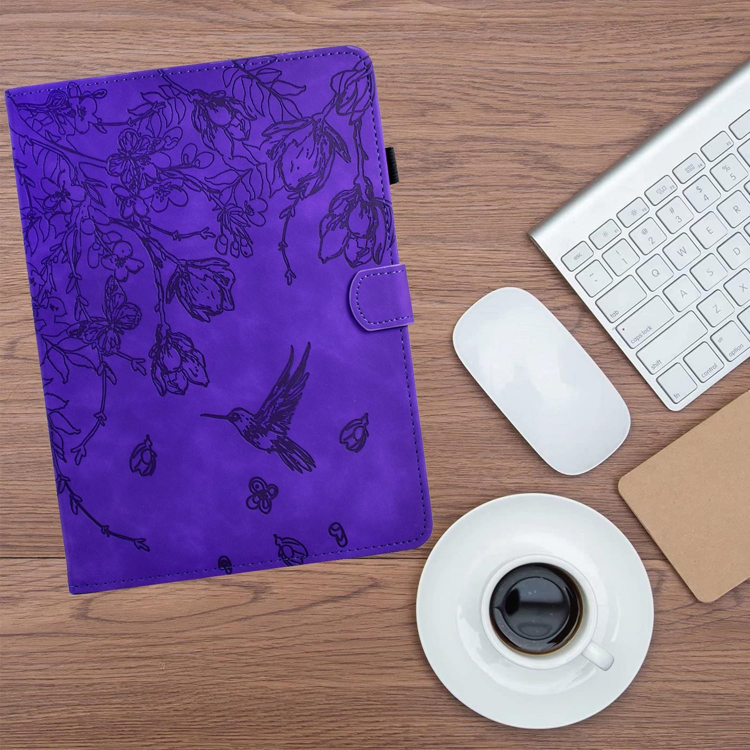 KEROM Kindle Fire Max 11 Case 13th Generation 2023 Release, Fire Max 11 Tablet Case, Embossed Suede Leather Folio Stand Cover with Auto Wake/Sleep & Card Slot & Pen Holder,Purple Bird Flower Embossing