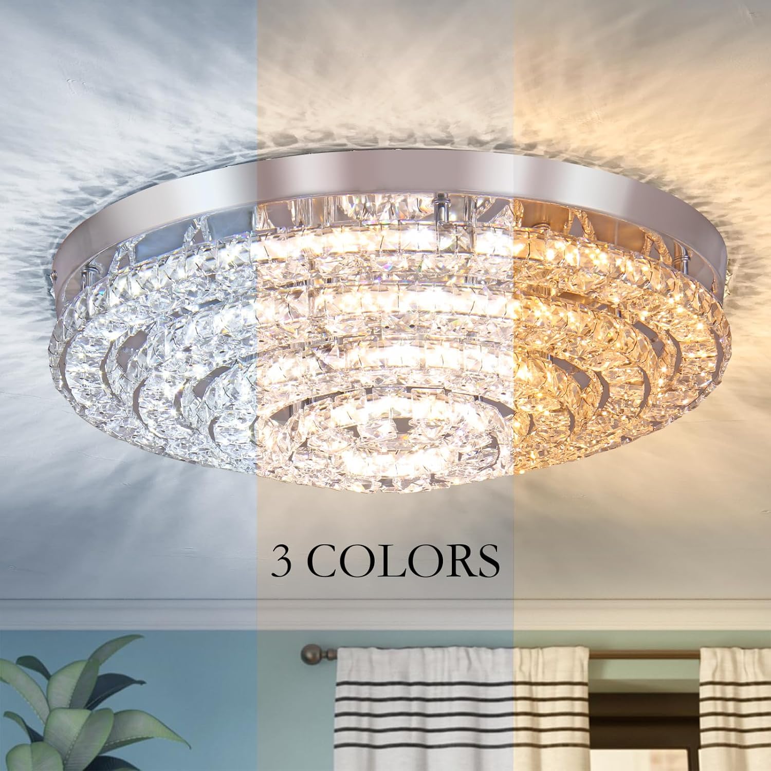 modern led chandelier flush mount with remote control dimmable four rings ceiling lamp round ceiling lihgt fixture for bedroom living room dining room