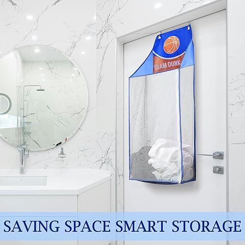 Miniatura 8 de SPINFOX Cestas plegables para la ropa sucia, paquete de 2 cestas plegables de malla con asas de transporte reforzadas, cesta de lavandería de malla