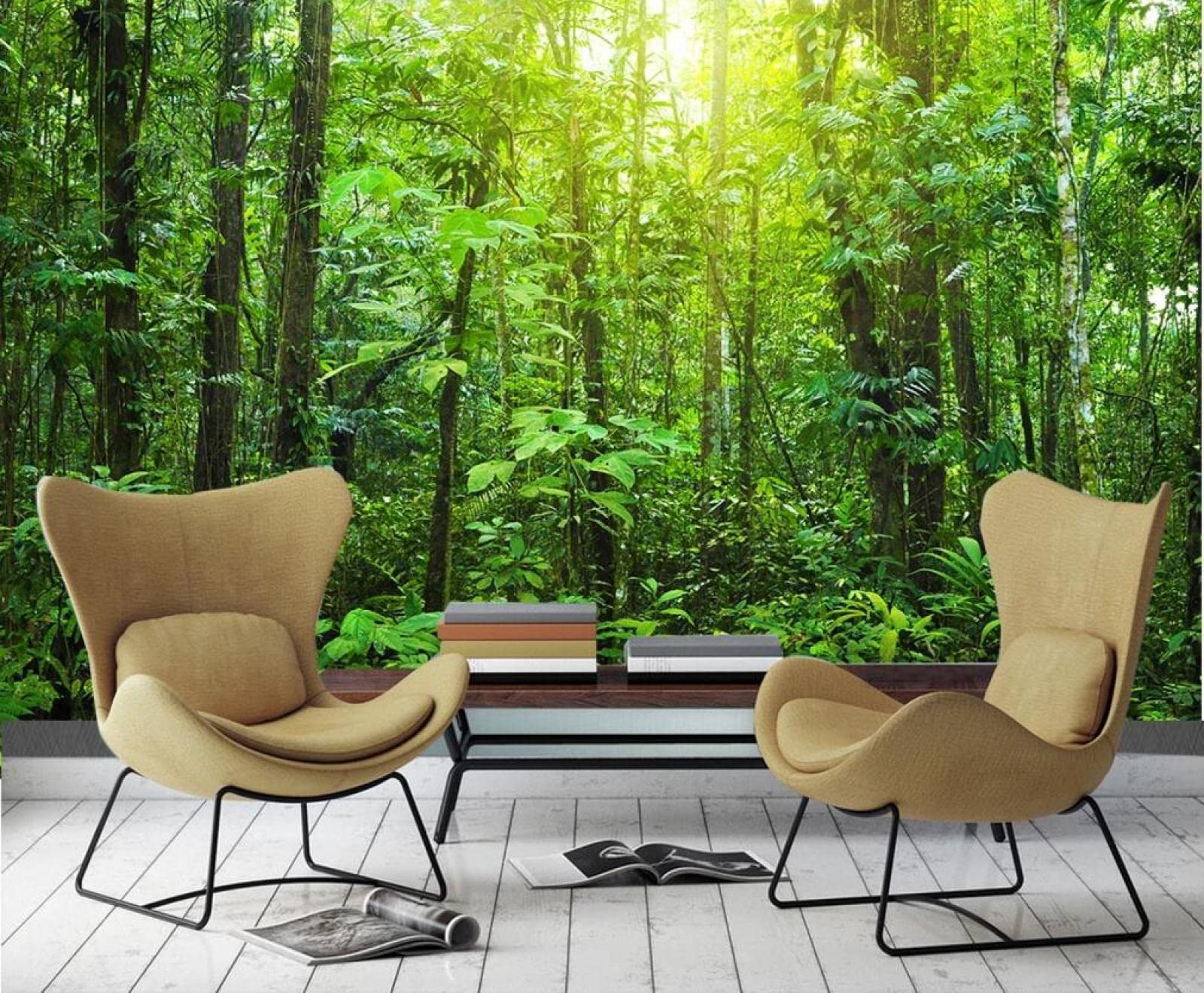 Papier peint panoramique forêt verte pour un salon nature 430x300cm