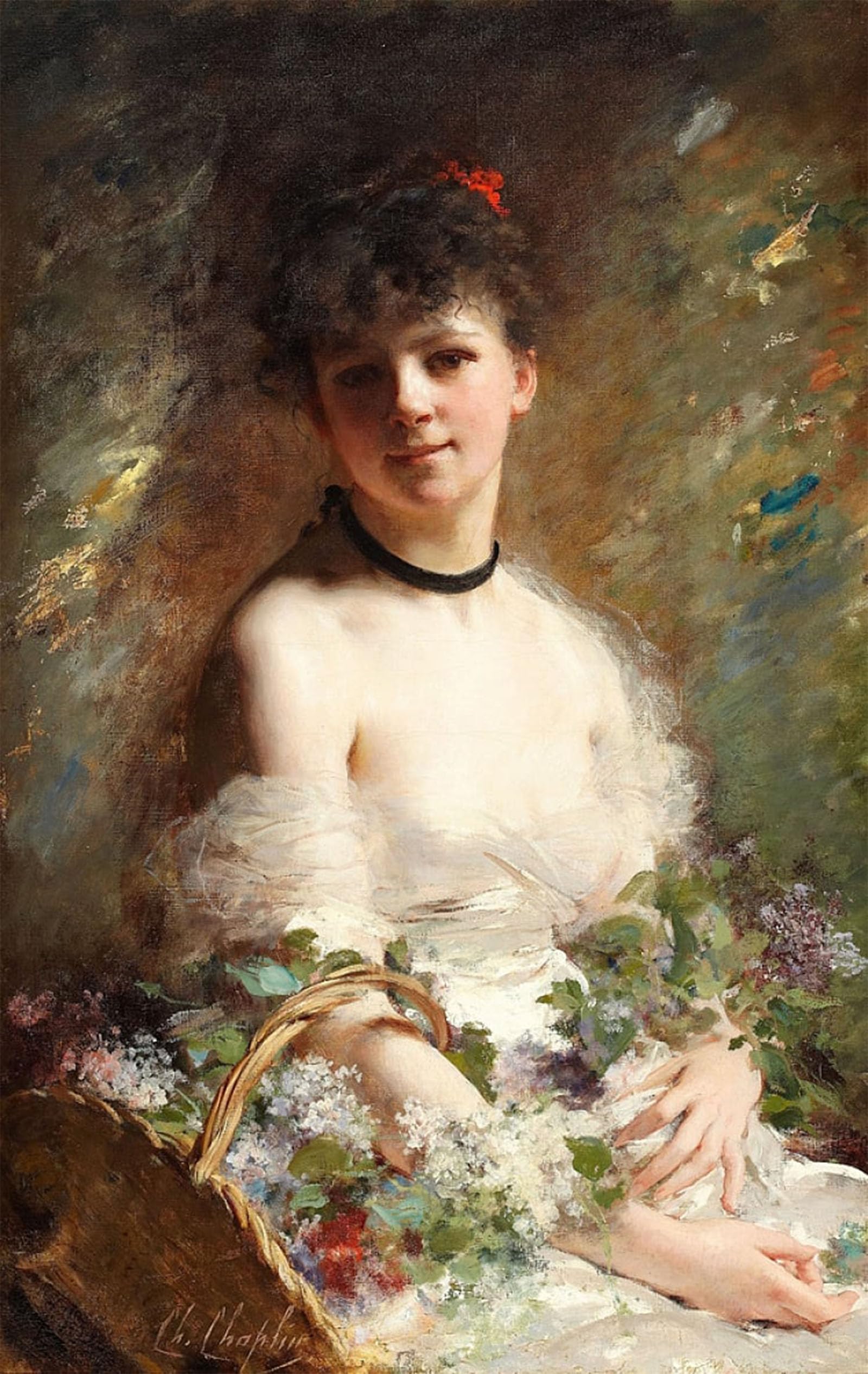 POSTERIIk Famous Print Pop Art Wall Art Graffiti Young Woman with Flower Basket by Charles Joshua Chaplin Art Prints for Home Decor 60x90cm