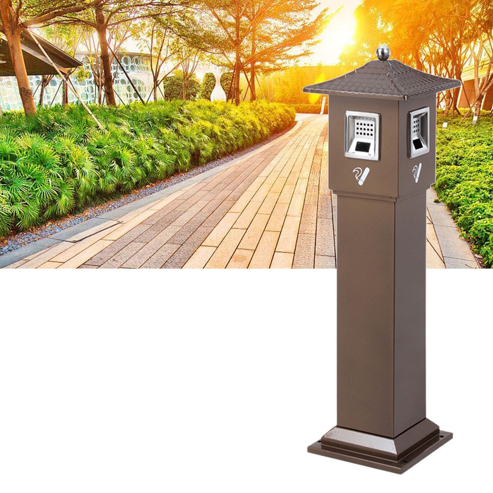 Floor-standing Cigarette Butt Collector With Lock And Removable Inner Bin Outdoor Trash Can For Terraces, Gardens, Hotels, Bars, Offices(Color-2)