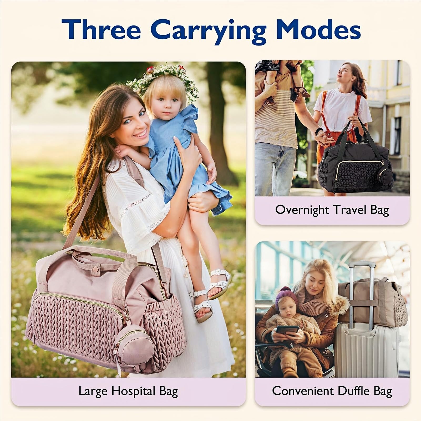 BRONG Sac à langer de grande capacité pour maman, sac de maternité, sac de maternité multifonction avec matelas à langer, sac à langer imperméable, sac à langer pour landau, voyage, plage