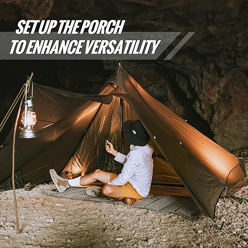 Miniatura 9 de OneTigris Tetra - Tienda de campaña ultraligera Tipi para 1 o 2 personas con tienda interior, poste de tienda, tienda de campaña de trekking,