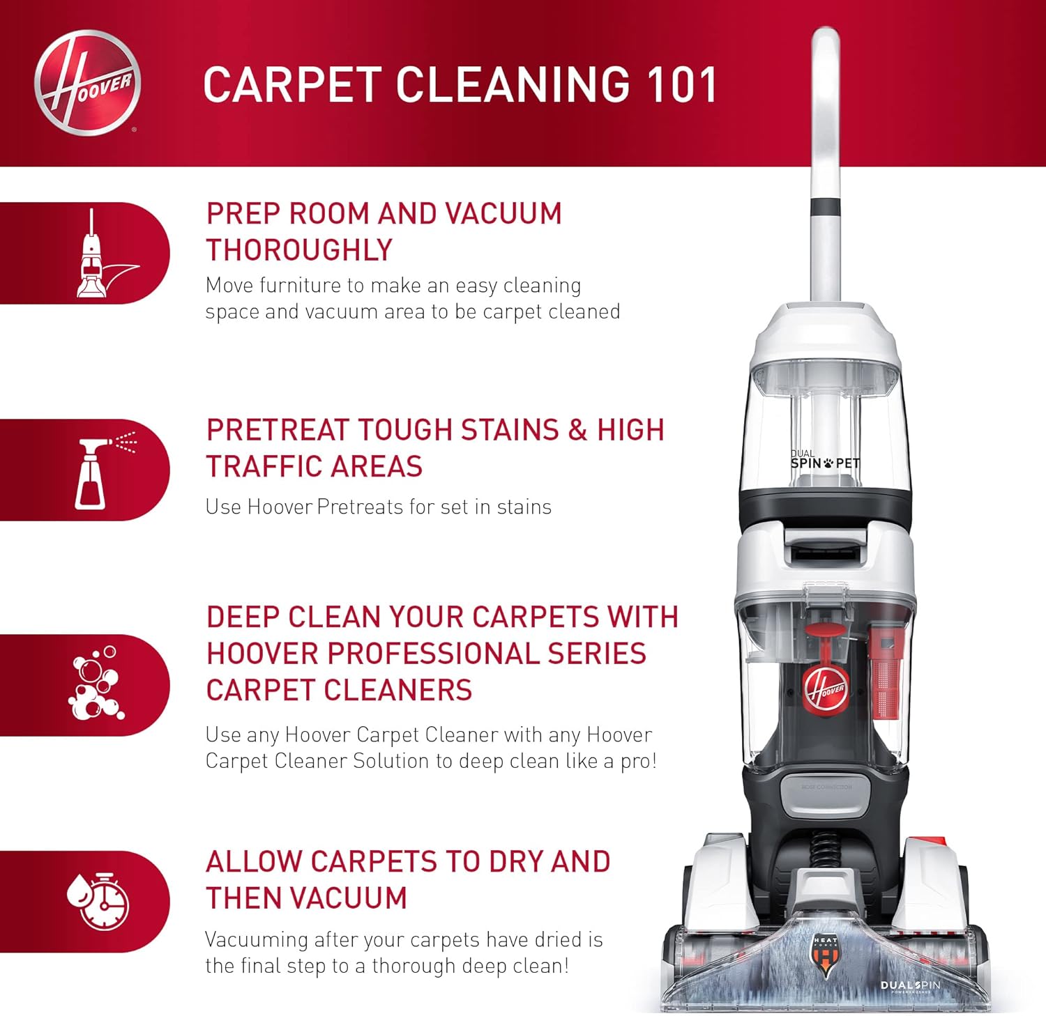 Buy Hoover Dual Spin Pet Plus Carpet Cleaner Machine, Upright Shampooer