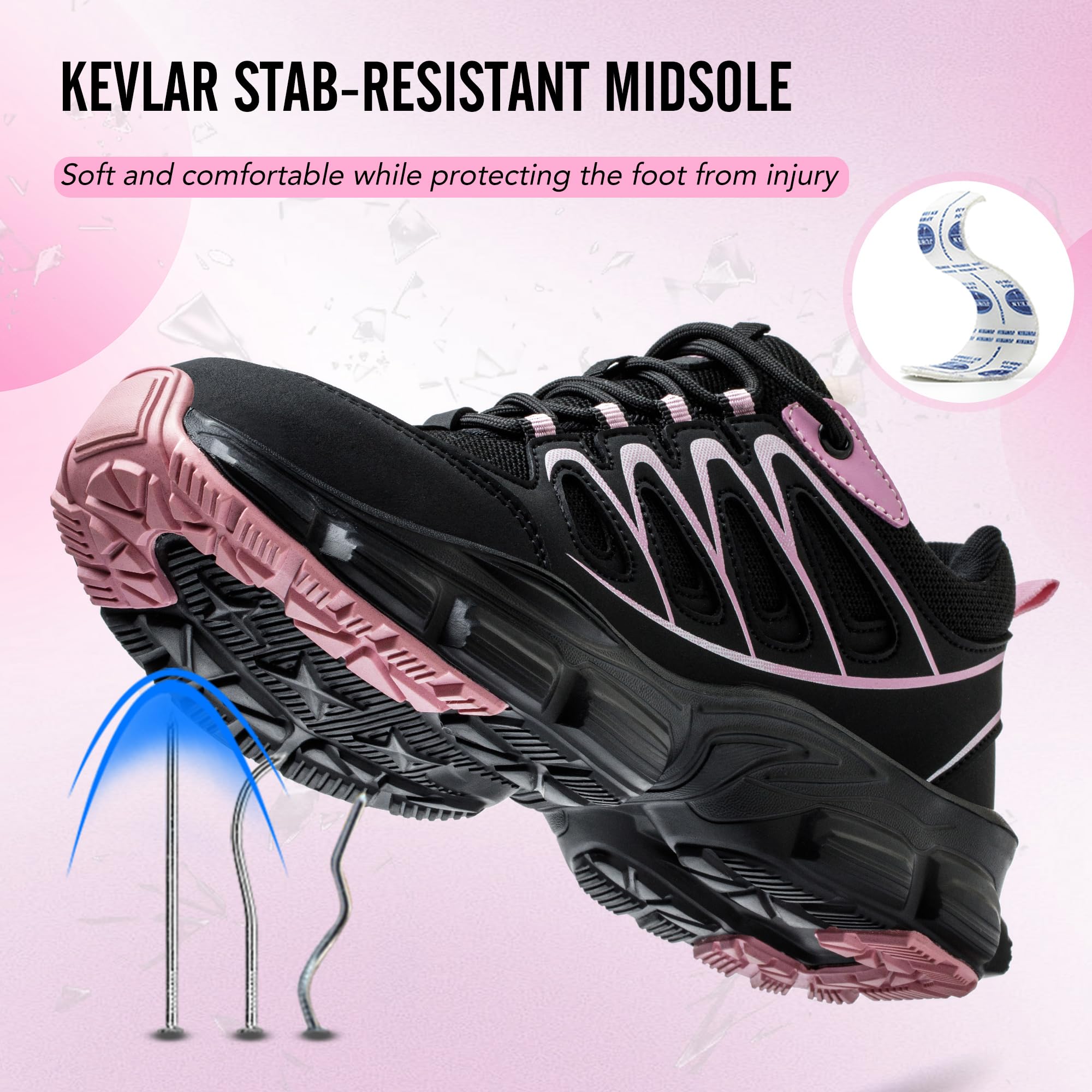 Scarpe da ginnastica antinfortunistiche da donna con puntale in acciaio, scarpe antinfortunistiche da lavoro, leggere, traspiranti, industriali, antiscivolo, a prova di foratura