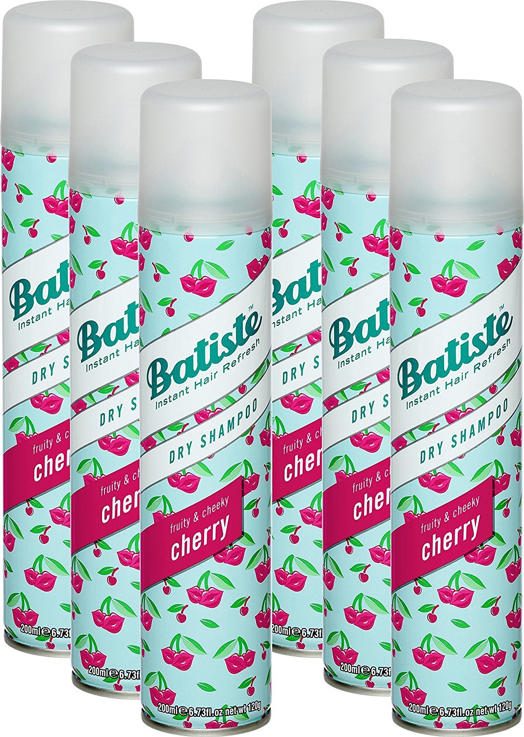 BatisteInstant Hair Refresh Dry Shampoo - Fruity & Cheeky Cherry - for All Hair Types - Pack of 6 (6 x 200 ml)