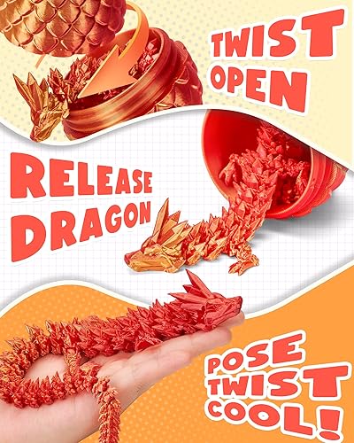 Miniatura 67 de TBOLINE - Huevo de dragón impreso en 3D, animal de cristal articulado, juguete para la ansiedad para adolescentes, niños y niñas, piezas míticas