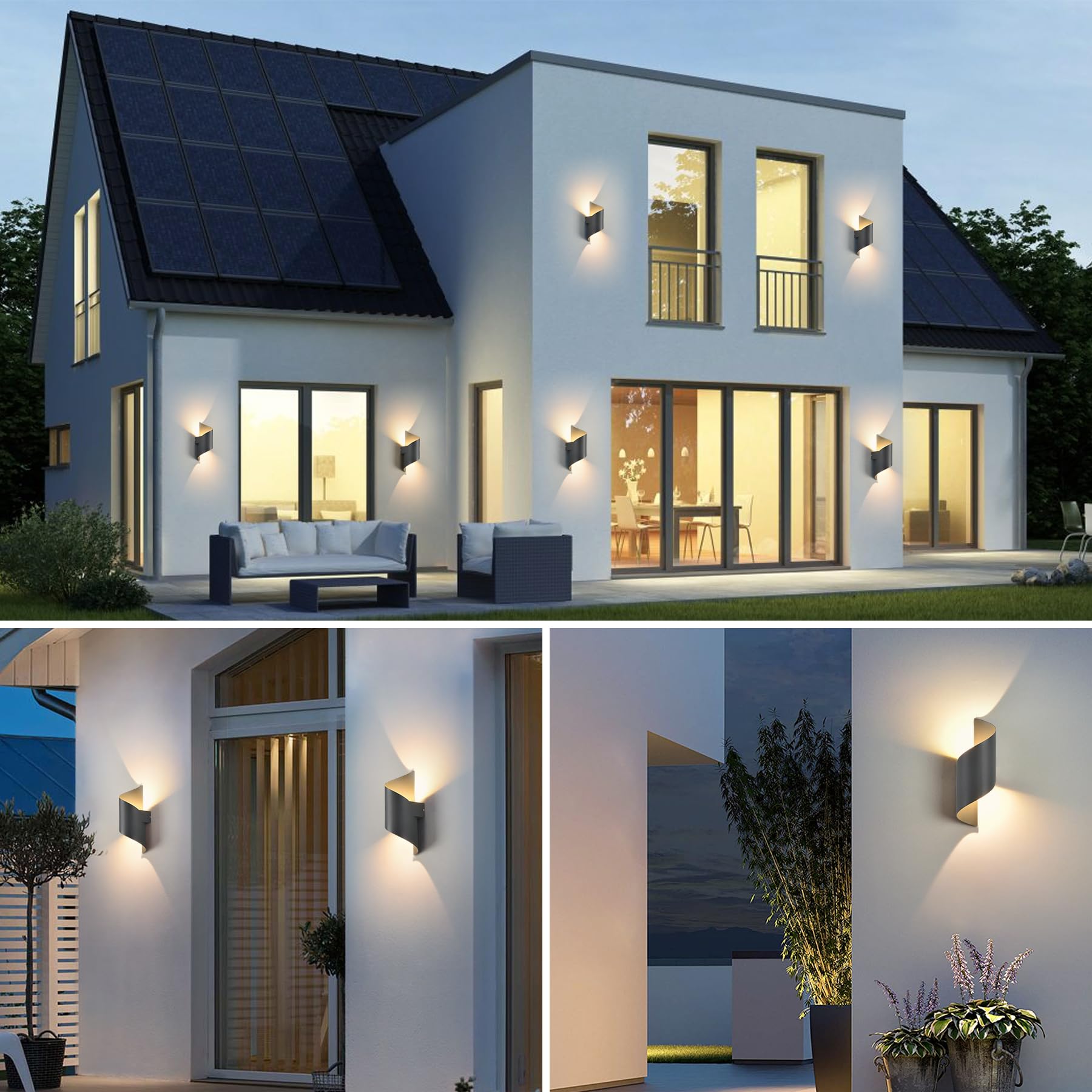 Chrasy 10W LED Wall Light - Up/Down Warm White Sconce, IP65 Waterproof, Spiral Design For Indoor/Outdoor
