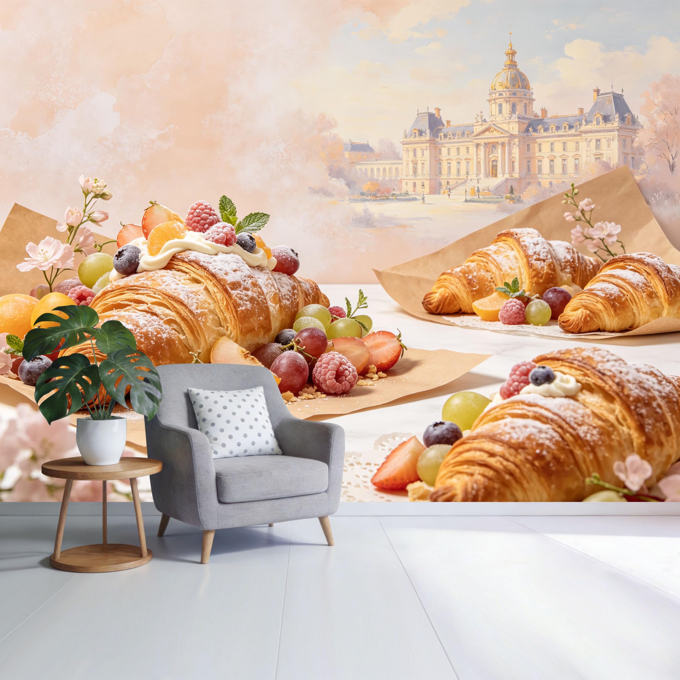 Custom Size Wall Mural French Pastry and Fruit Still Life Vintage Bakery Scene SelfAdhesive Wall Fabric Removable Wallpaper for Home Office Decor