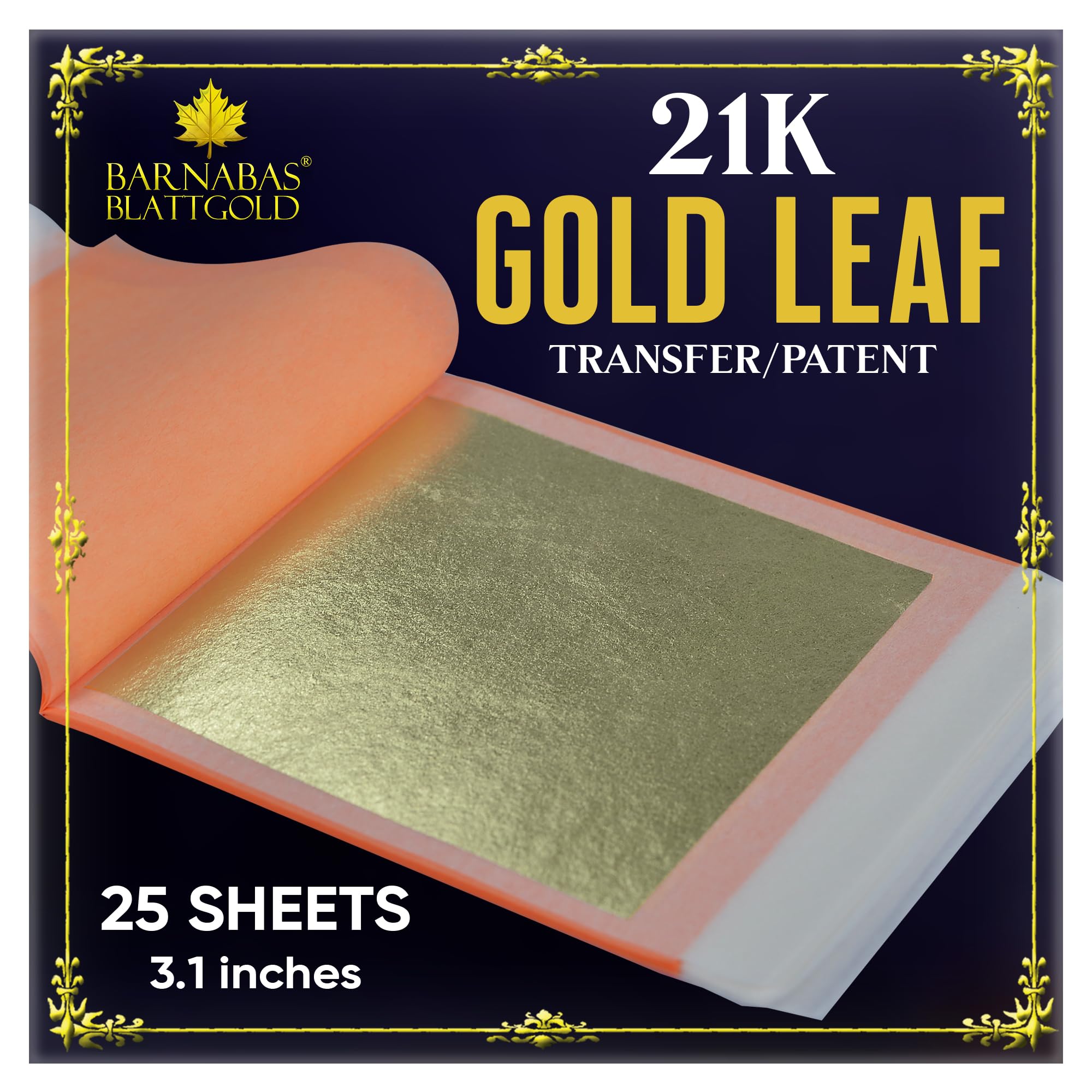 ([8.6cm ] 25 Sheets, Loose Leaf) - Genuine Gold Leaf Sheets 21k - - 8.6cm - 25 Sheets Booklet - Loose Leaf