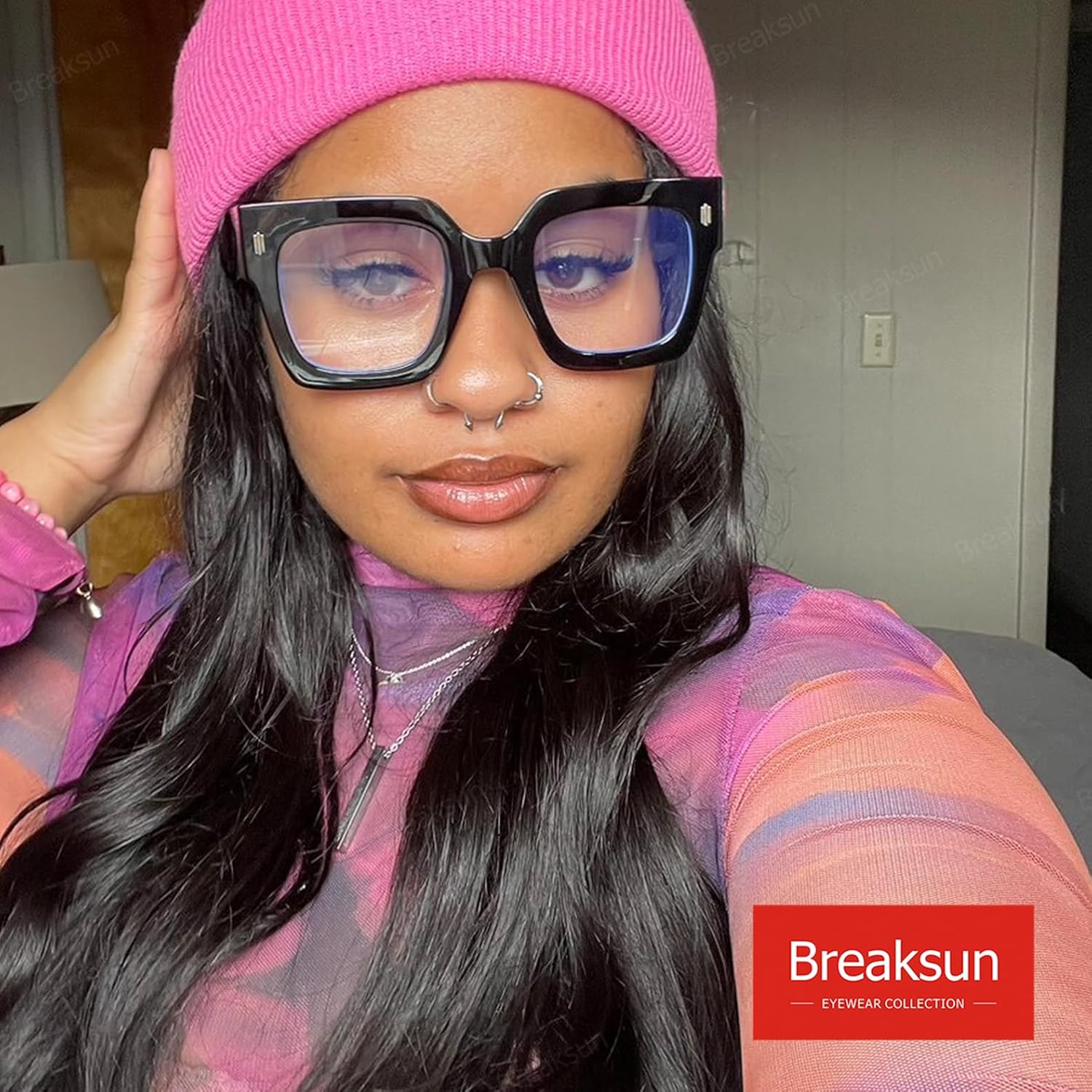 Fashion Oversized Blue Light Blocking Glasses for Women Men Trendy Big Square Frame Computer Eyeglasses - Image 3