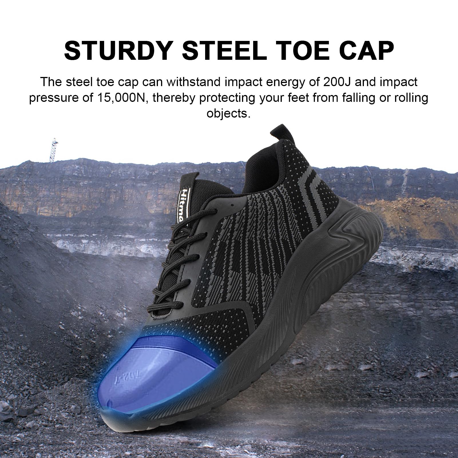 Hitmars Scarpe Antinfortunistiche Uomo Donna Scarpe da Lavoro S3 Safety Shoes S2 Scarpe Lavoro Scarpe da Cantiere Cucina Comode Nero Blu EU36-48